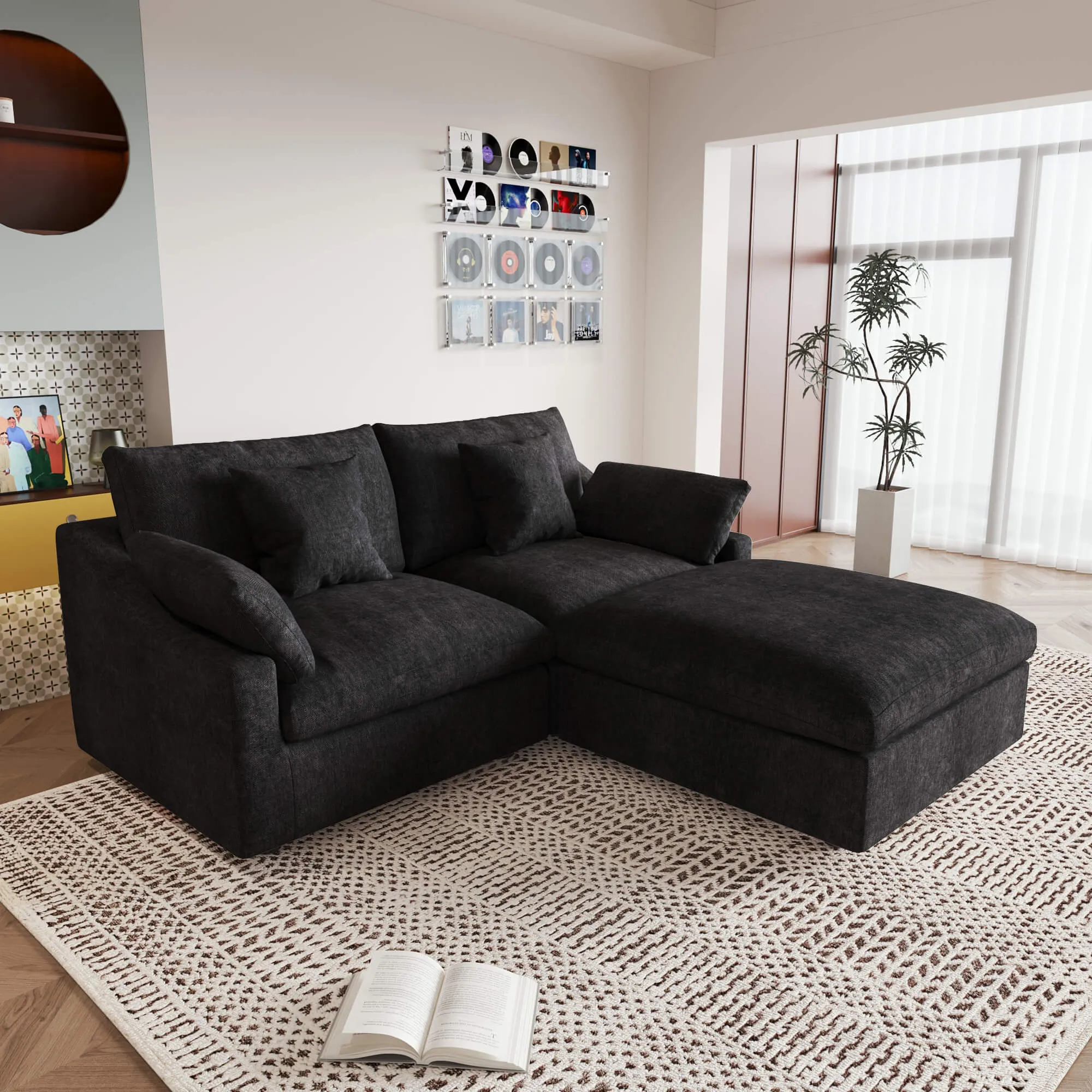 Sky Cloud Slope Sectional Sofa Cozy Comfort 83 Inch Linen L Shaped Sectionals 3 Seaters Atunus 14