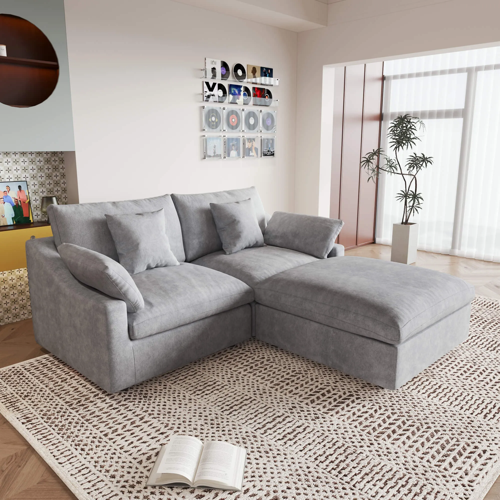 Sky Cloud Slope Sectional Sofa Cozy Comfort 83 Inch Linen L Shaped Sectionals 3 Seaters Atunus 16