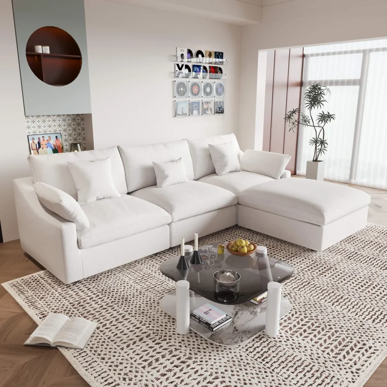 Sky Cloud Slope Sectional Sofa Modular Comfort Linen L Shaped Sectionals 4 Seaters Atunus 14