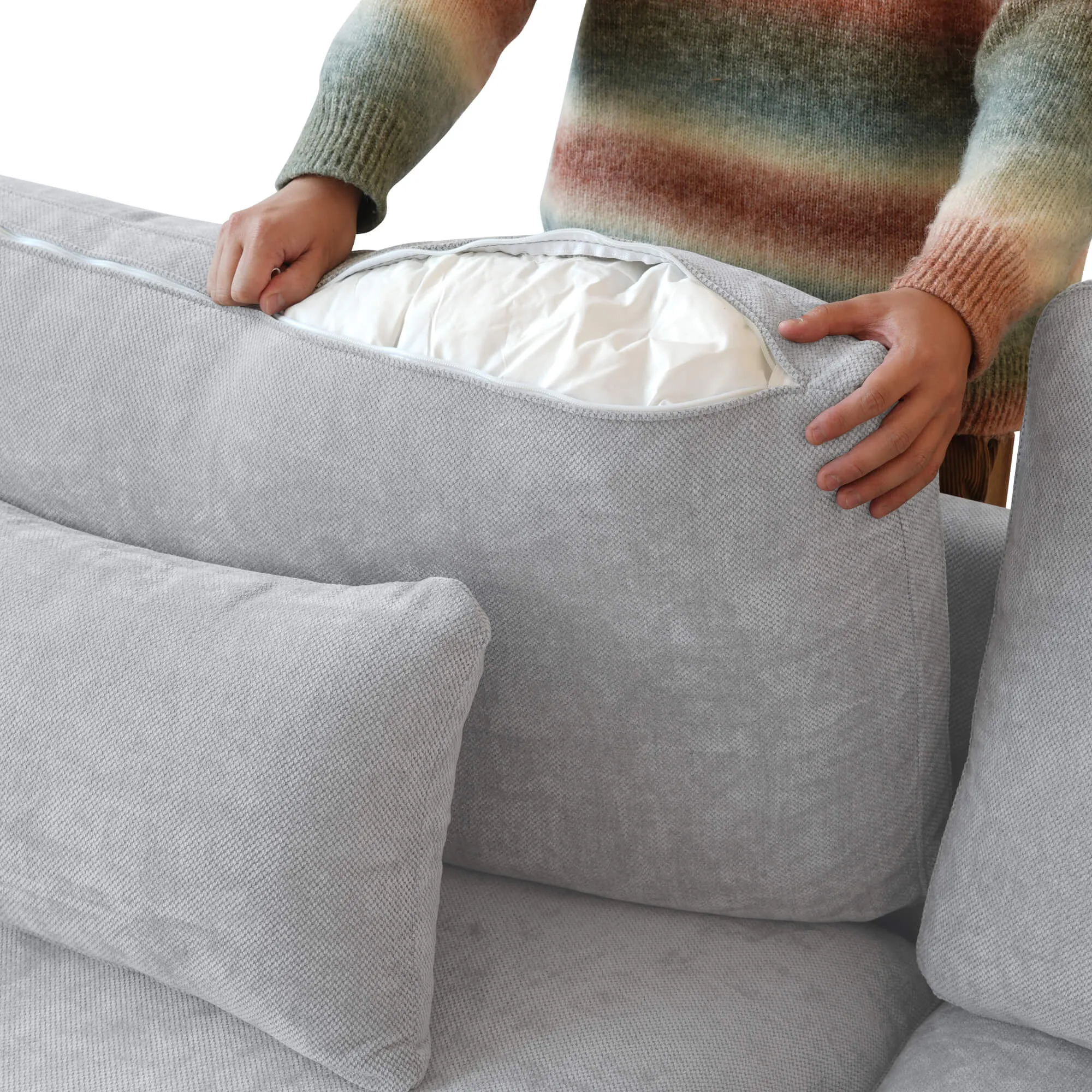 Sky Cloud Slope Sectional Sofa Modular Comfort Linen L Shaped Sectionals 4 Seaters Atunus 29