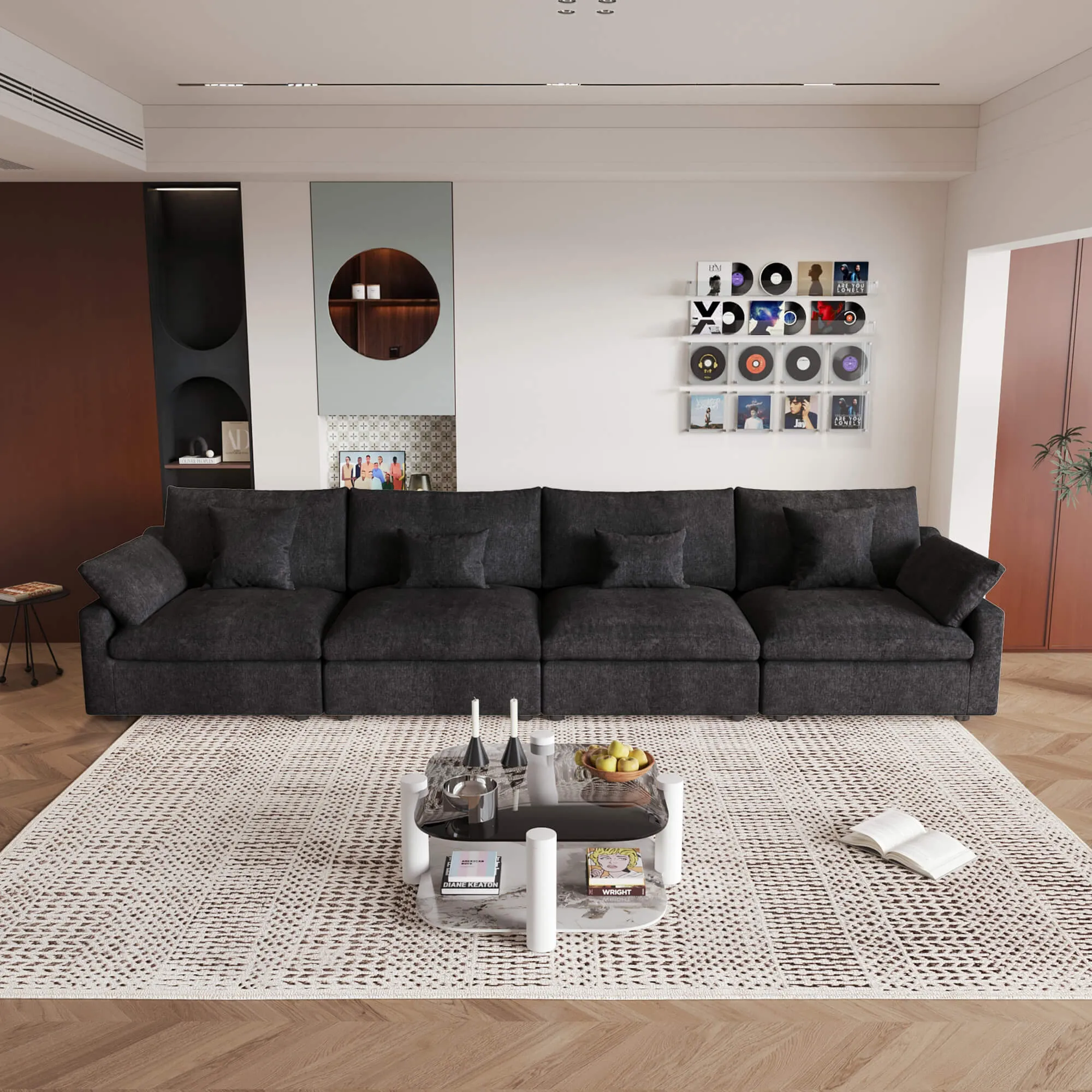 Sky Cloud Slope Sectional Sofa Modular Washable Linen Sleepers 4 Seaters Atunus 11