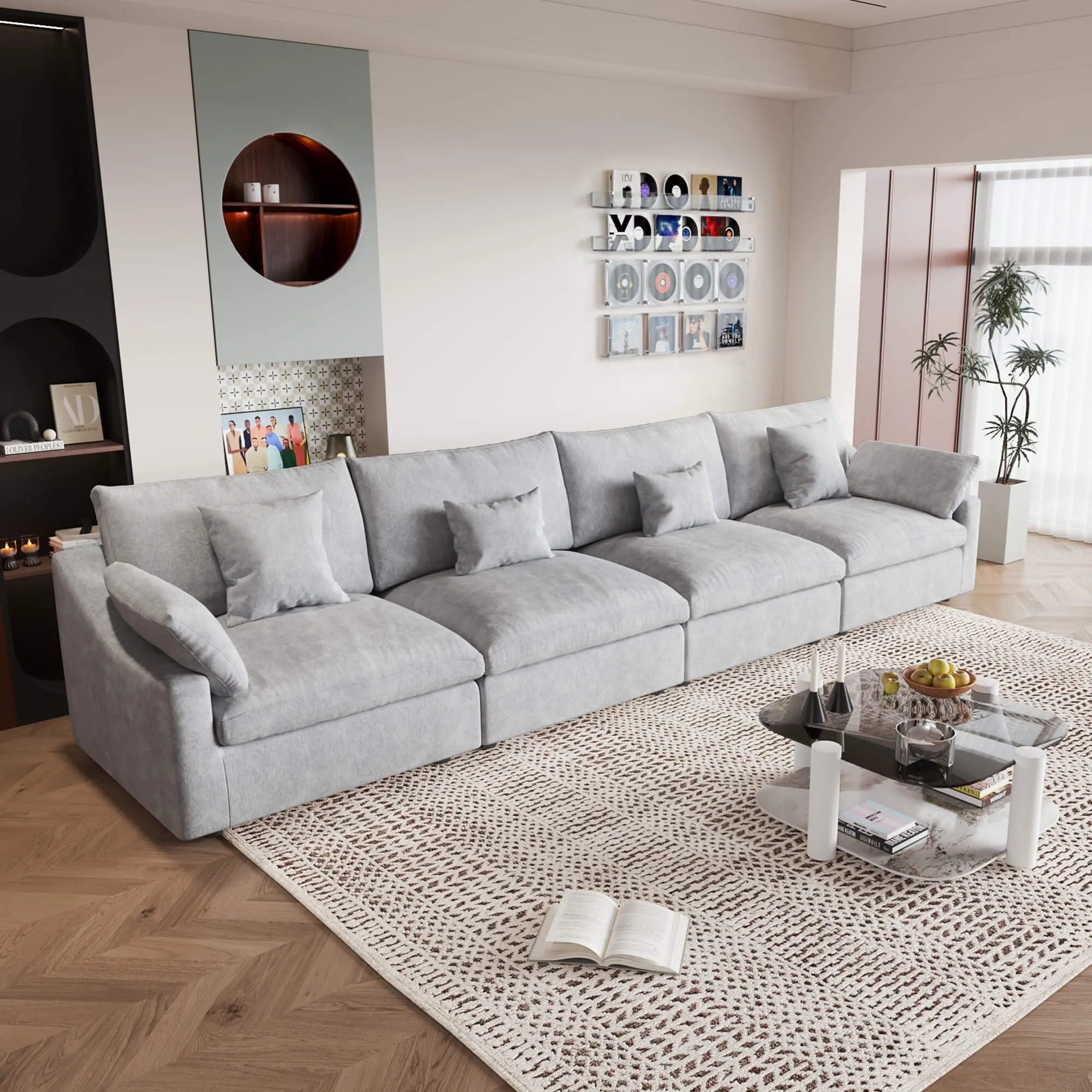 Sky Cloud Slope Sectional Sofa Modular Washable Linen Sleepers 4 Seaters Atunus 16