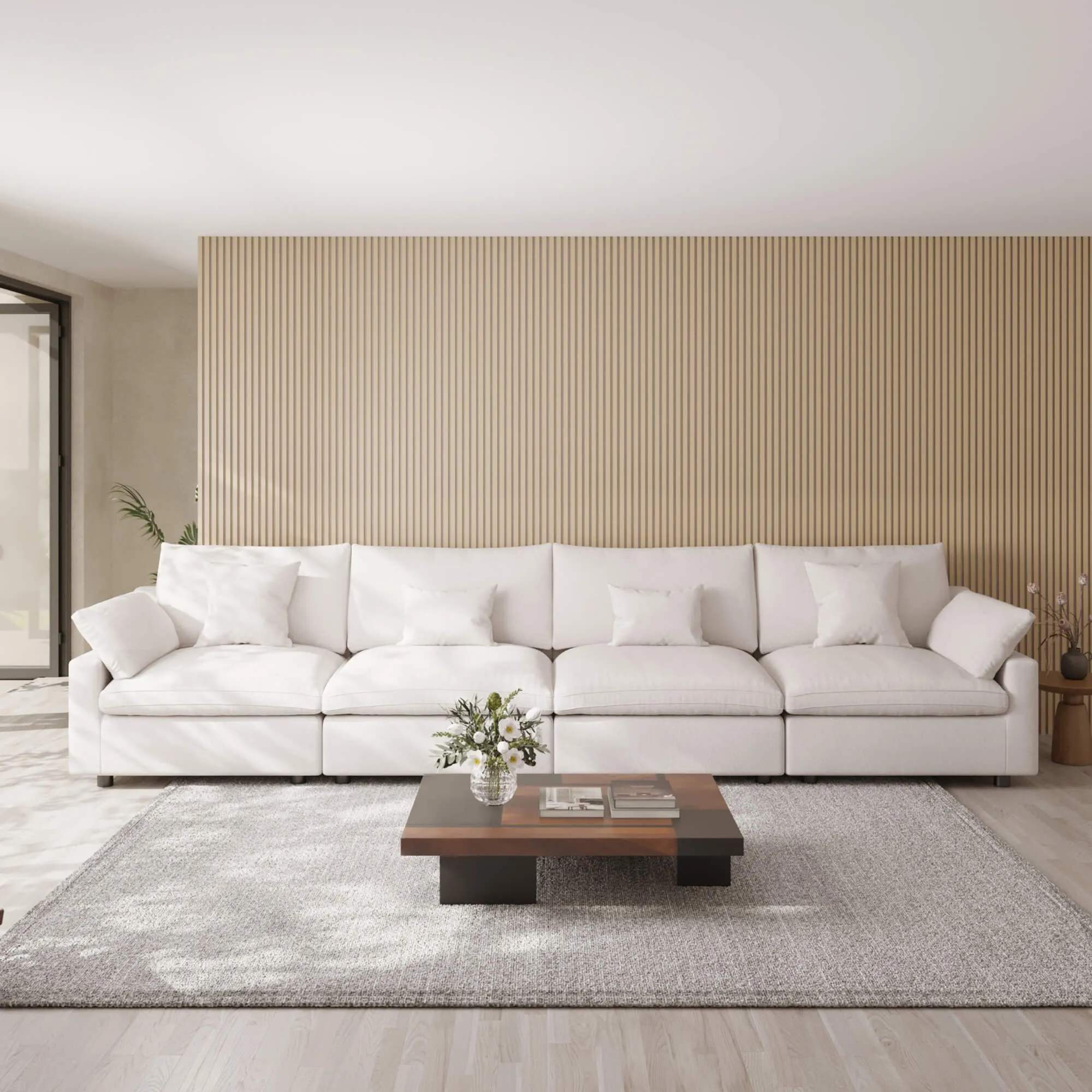Sky Cloud Slope Sectional Sofa Modular Washable Linen Sleepers 4 Seaters Atunus 7