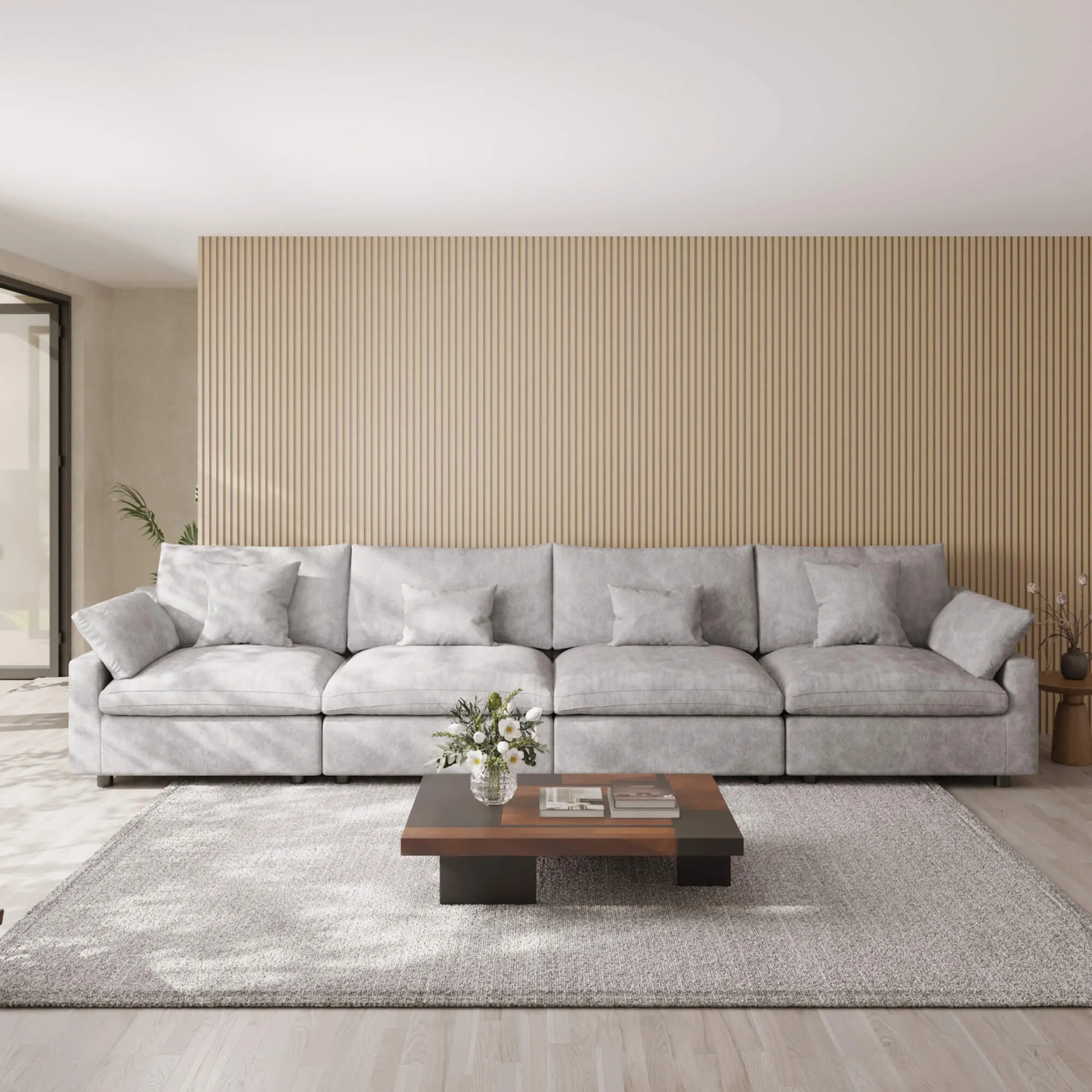 Sky Cloud Slope Sectional Sofa Modular Washable Linen Sleepers 4 Seaters Atunus 9