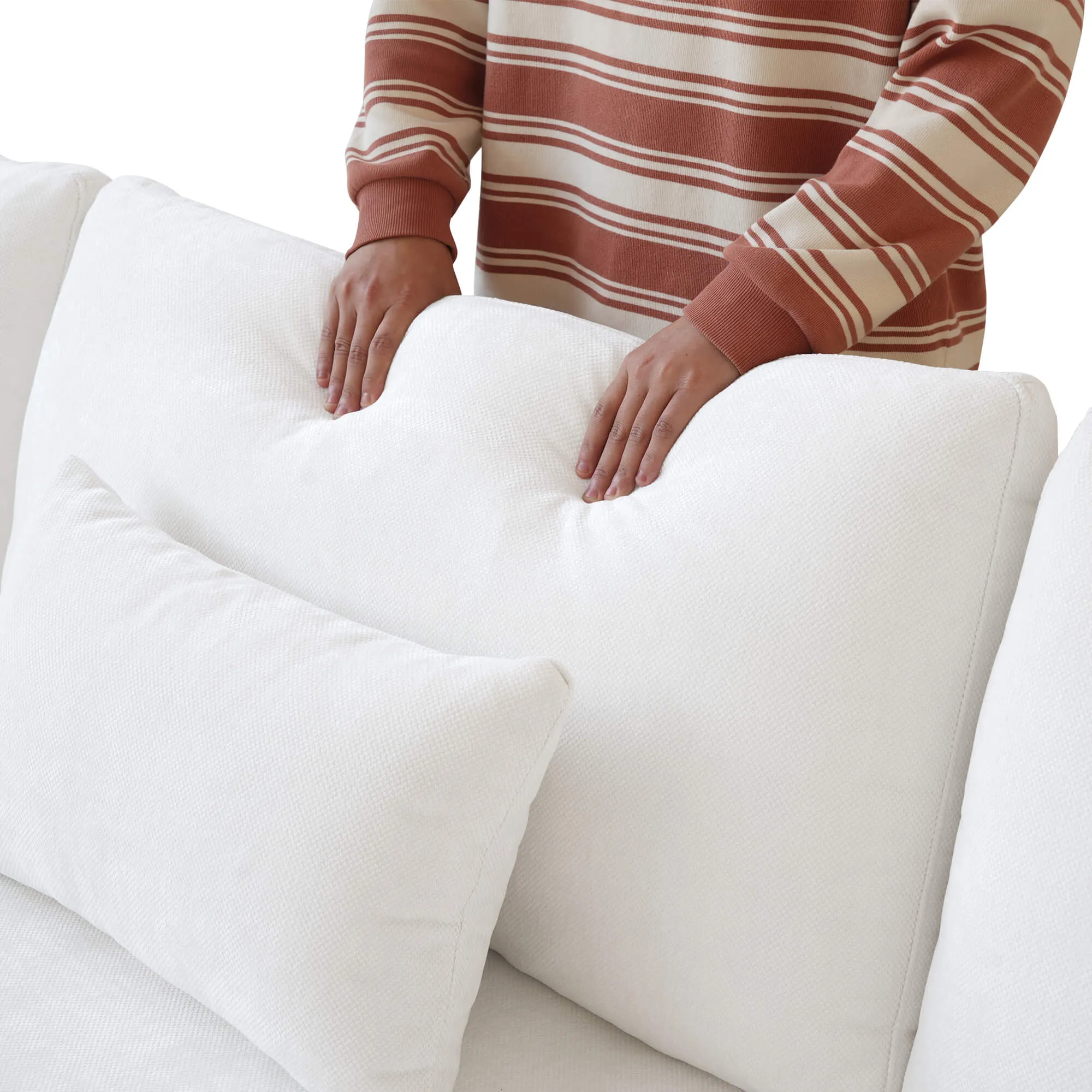 Sky Cloud Slope Sectional Sofa Plush Comfort Linen U Shaped Sectionals 6 Seaters Atunus 23
