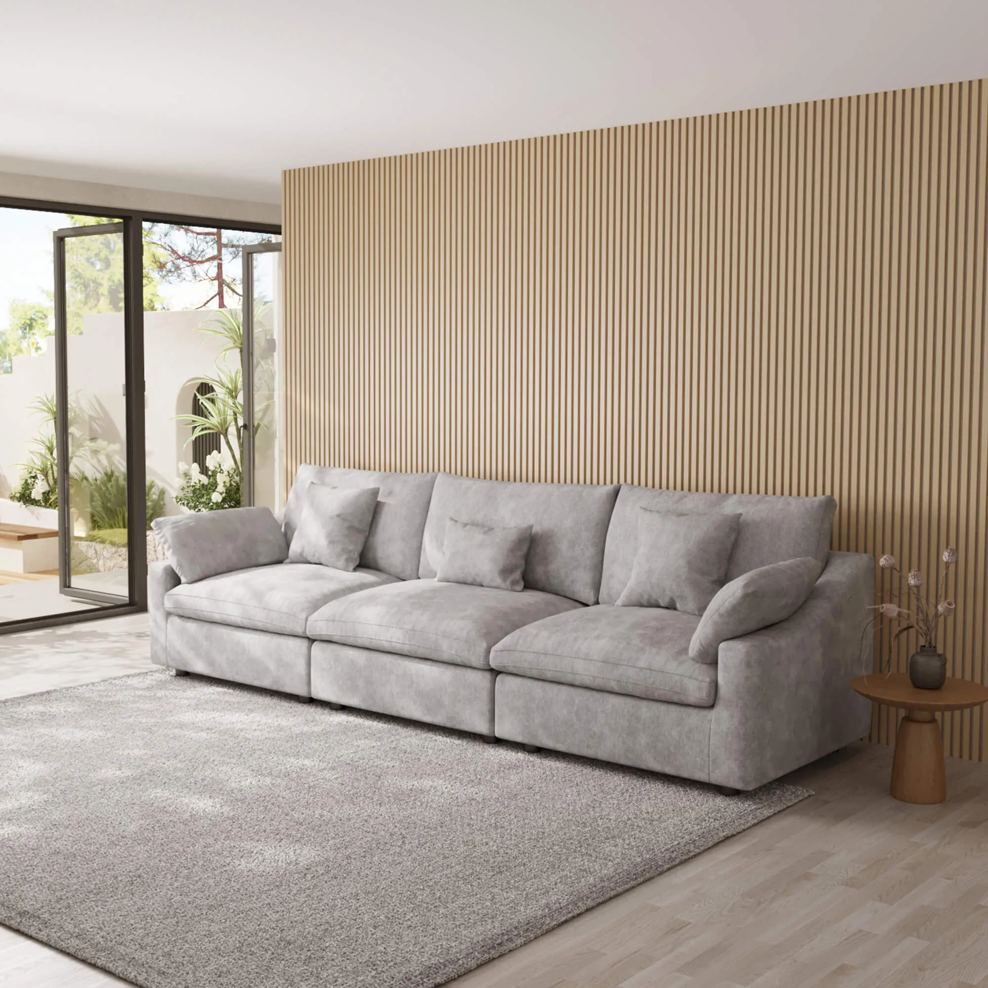 Sky Cloud Slope Sectional Sofa Removable Linen Sleepers 3 Seaters Atunus 10