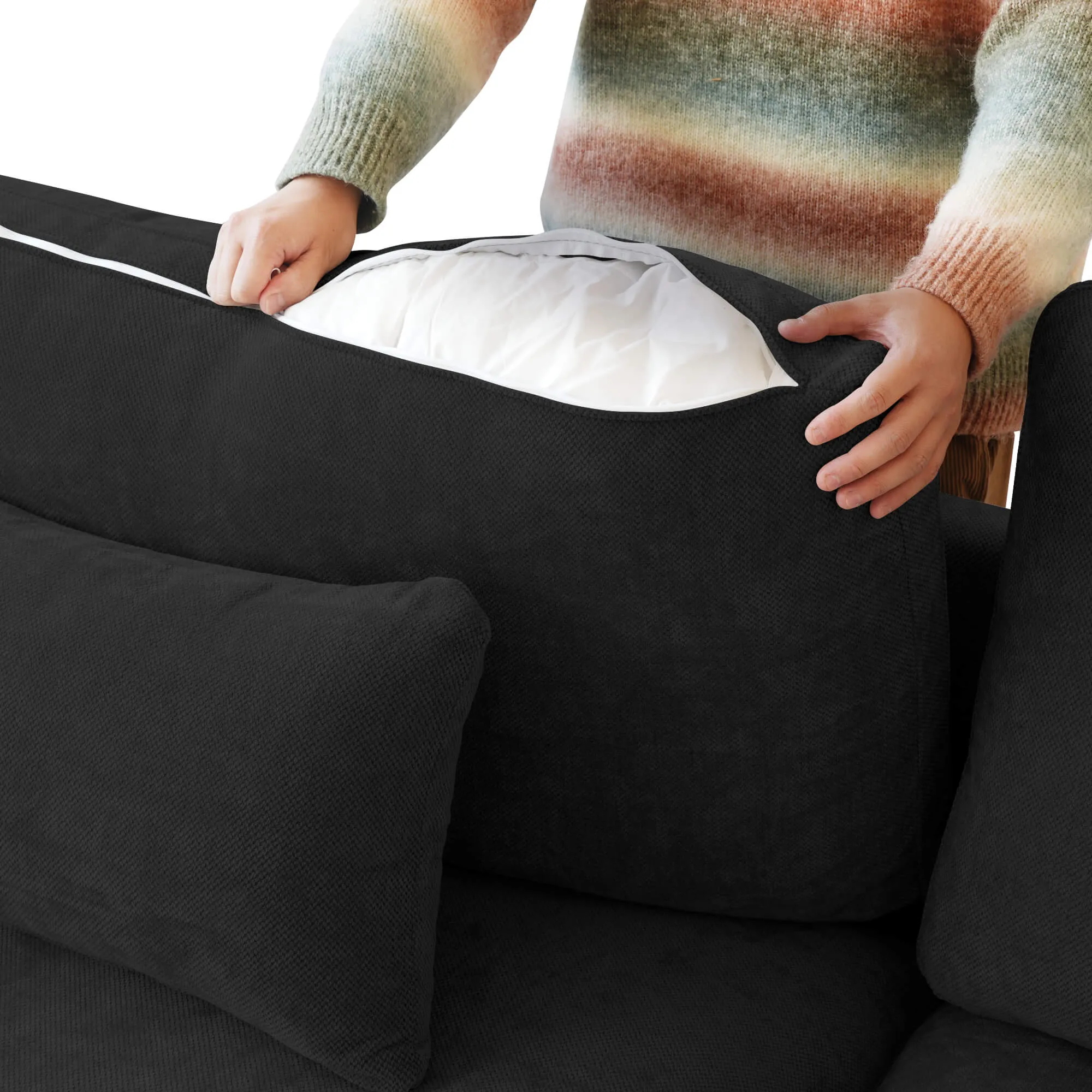 Sky Cloud Slope Sectional Sofa Removable Linen Sleepers 3 Seaters Atunus 32
