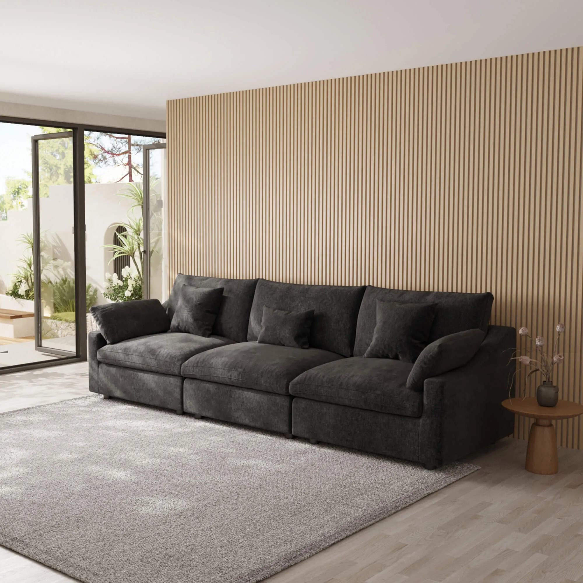 Sky Cloud Slope Sectional Sofa Removable Linen Sleepers 3 Seaters Atunus 6