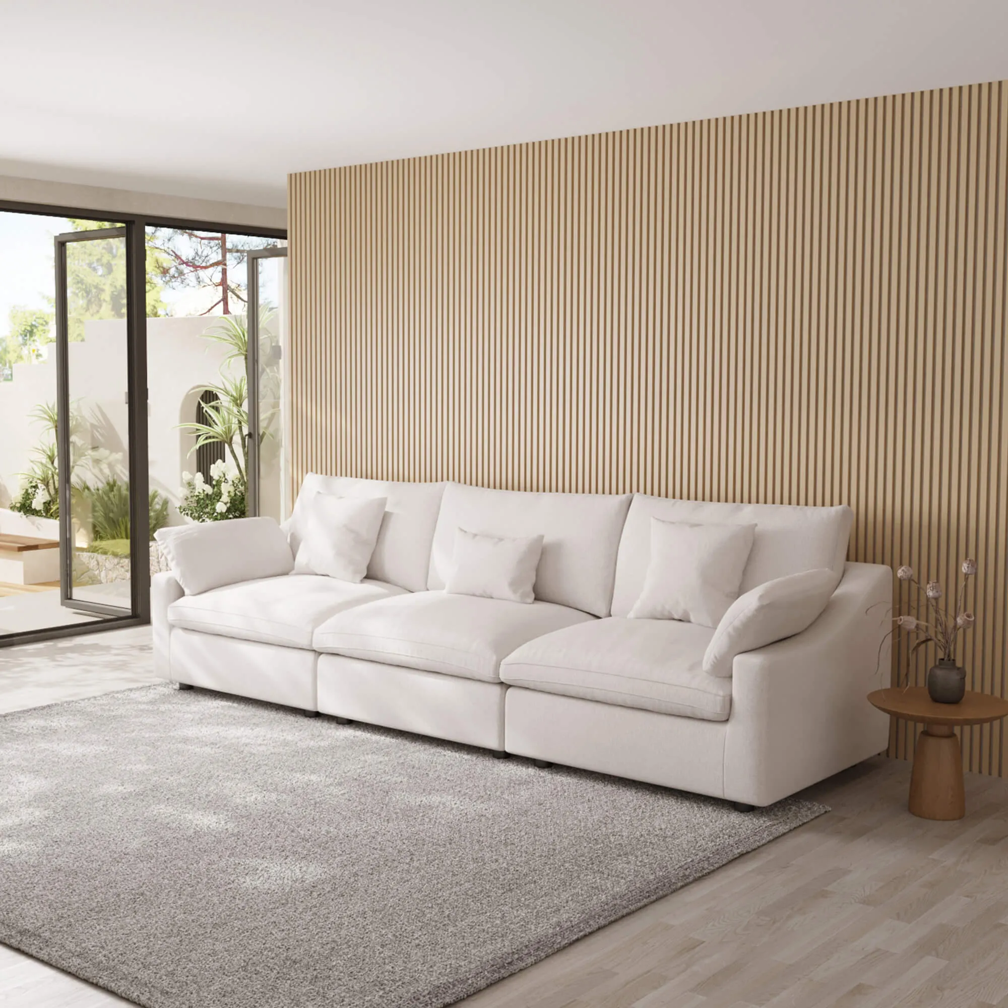 Sky Cloud Slope Sectional Sofa Removable Linen Sleepers 3 Seaters Atunus 8