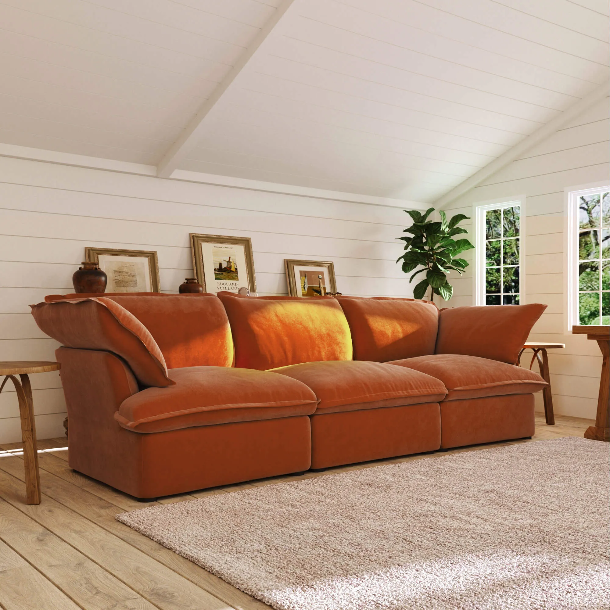 Sky Plus Velvet Cloud Sofa Modular Washable 123 Inch Velvet Sleepers 3 Seaters Atunus 10