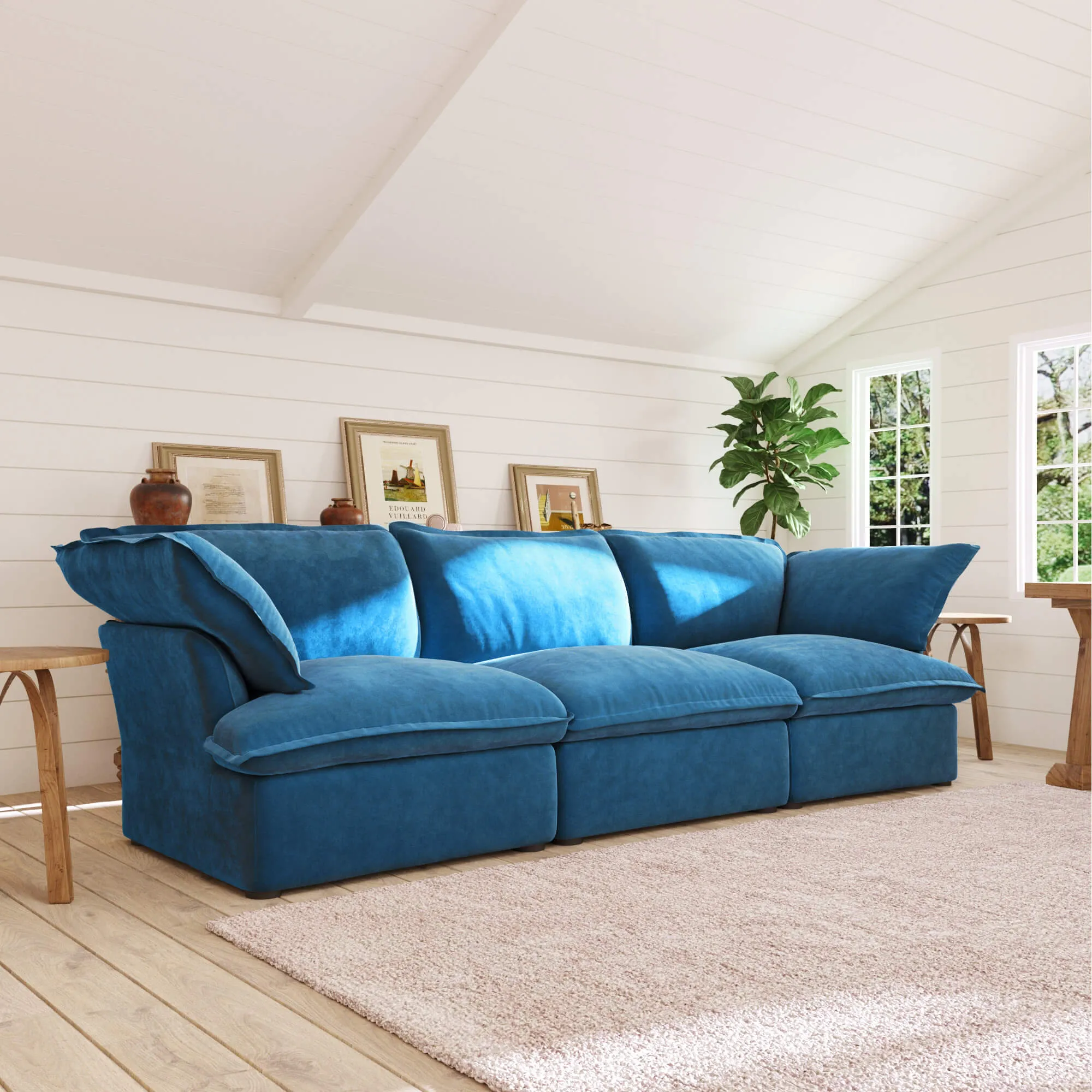 Sky Plus Velvet Cloud Sofa Modular Washable 123 Inch Velvet Sleepers 3 Seaters Atunus 12