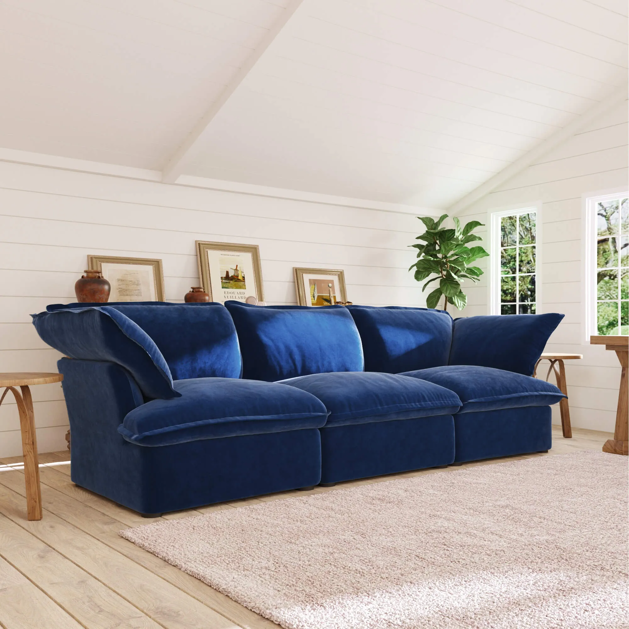 Sky Plus Velvet Cloud Sofa Modular Washable 123 Inch Velvet Sleepers 3 Seaters Atunus 14
