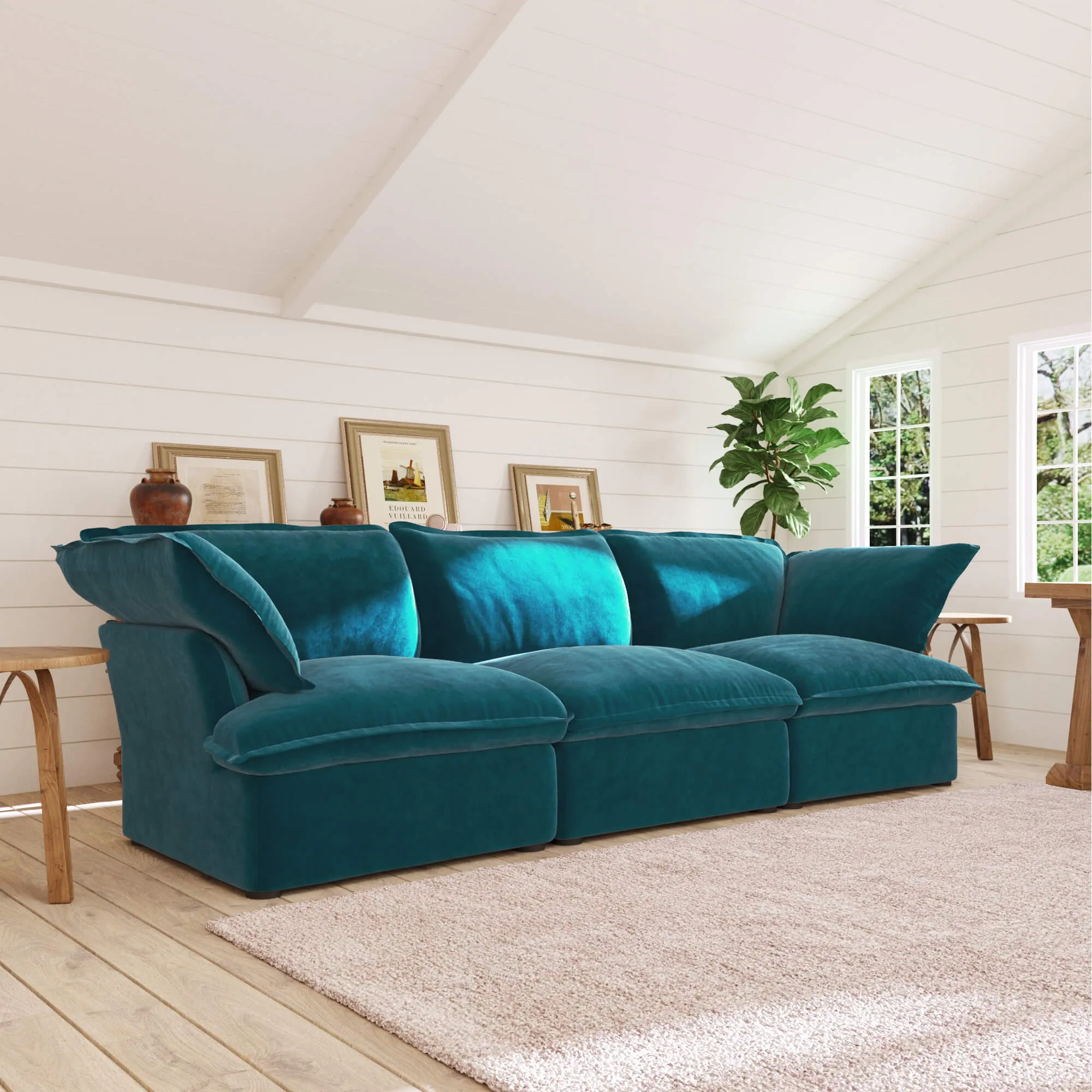 Sky Plus Velvet Cloud Sofa Modular Washable 123 Inch Velvet Sleepers 3 Seaters Atunus 16