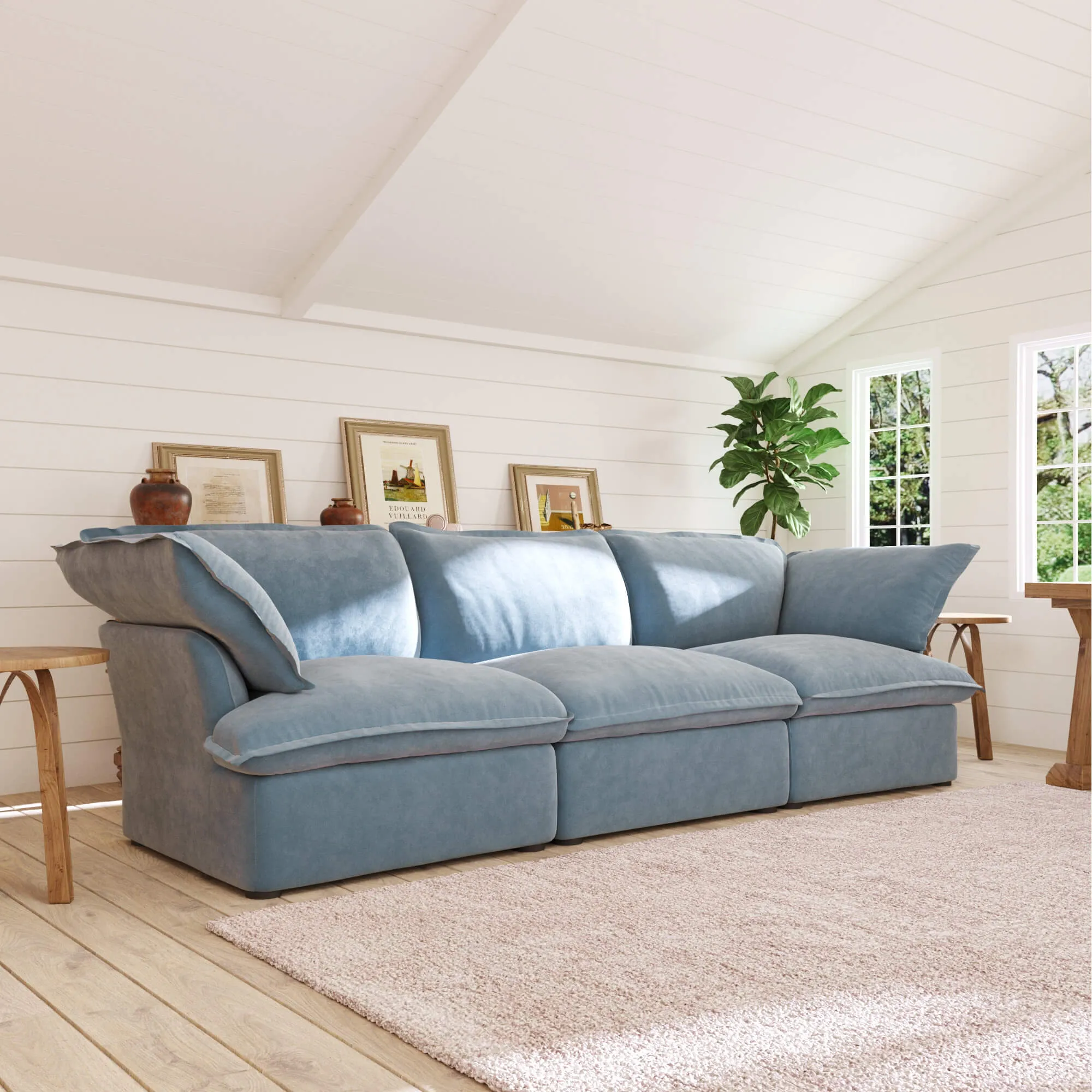 Sky Plus Velvet Cloud Sofa Modular Washable 123 Inch Velvet Sleepers 3 Seaters Atunus 18