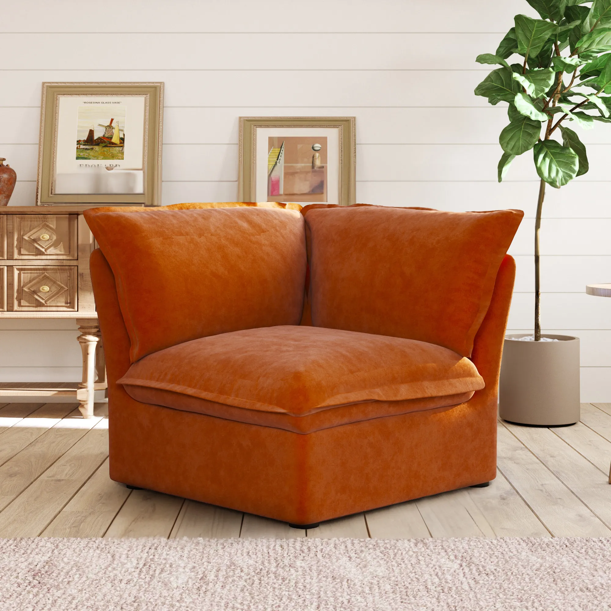 Sky Plus Velvet Cloud Sofa Modular Washable 43 Inch Velvet Single Sofa 1 Seaters Atunus 2