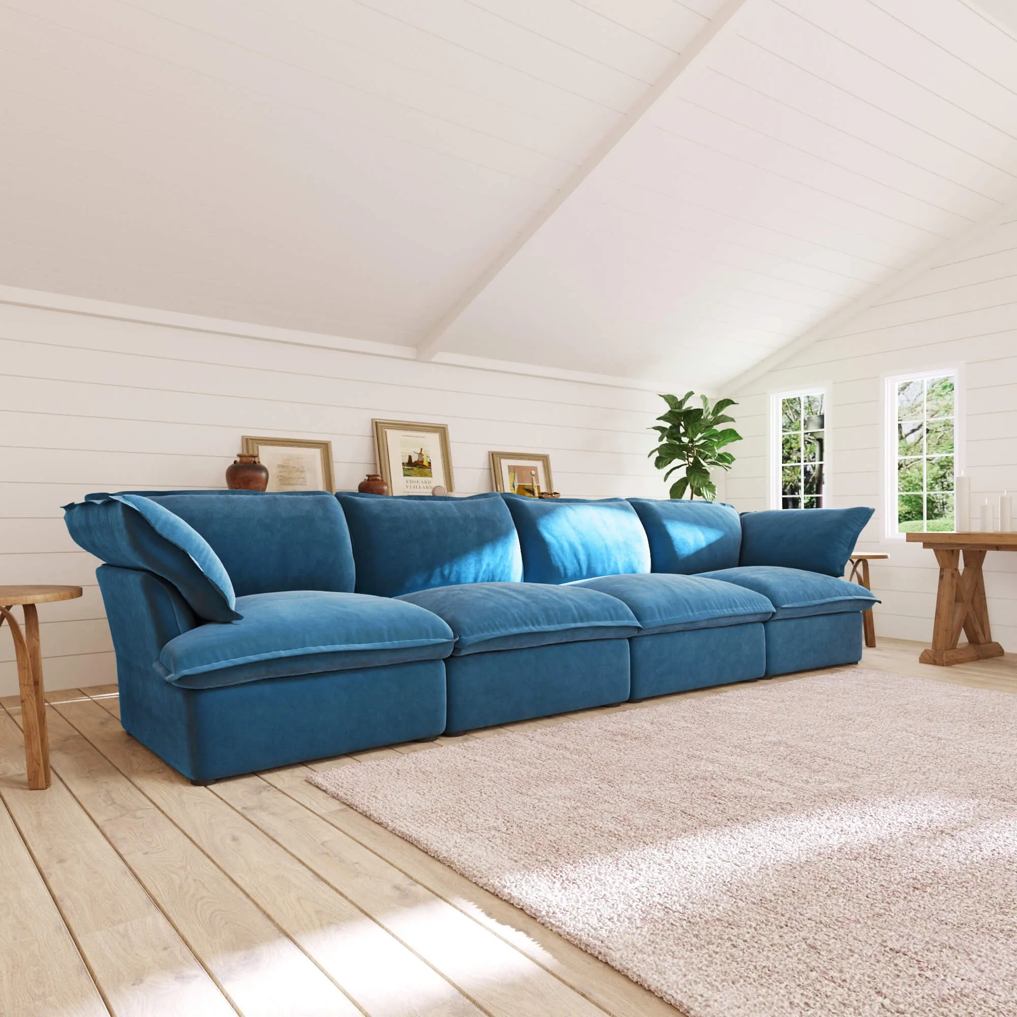 Sky Plus Velvet Cloud Sofa Pet Friendly Cover 162 Inch Velvet Sleepers 4 Seaters Atunus 14