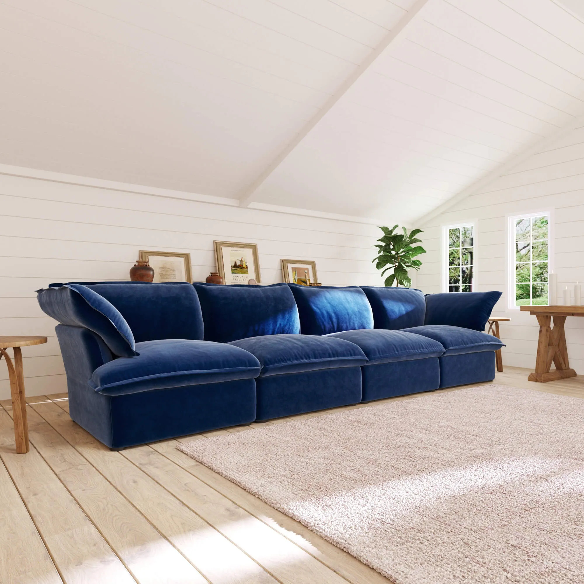Sky Plus Velvet Cloud Sofa Pet Friendly Cover 162 Inch Velvet Sleepers 4 Seaters Atunus 16