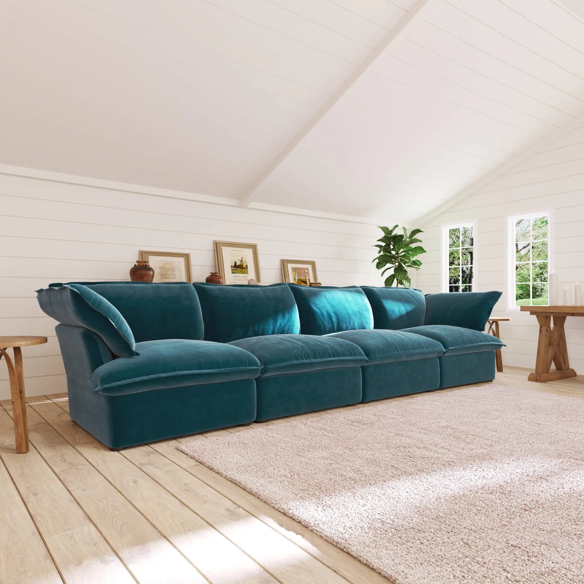 Sky Plus Velvet Cloud Sofa Pet Friendly Cover 162 Inch Velvet Sleepers 4 Seaters Atunus 18
