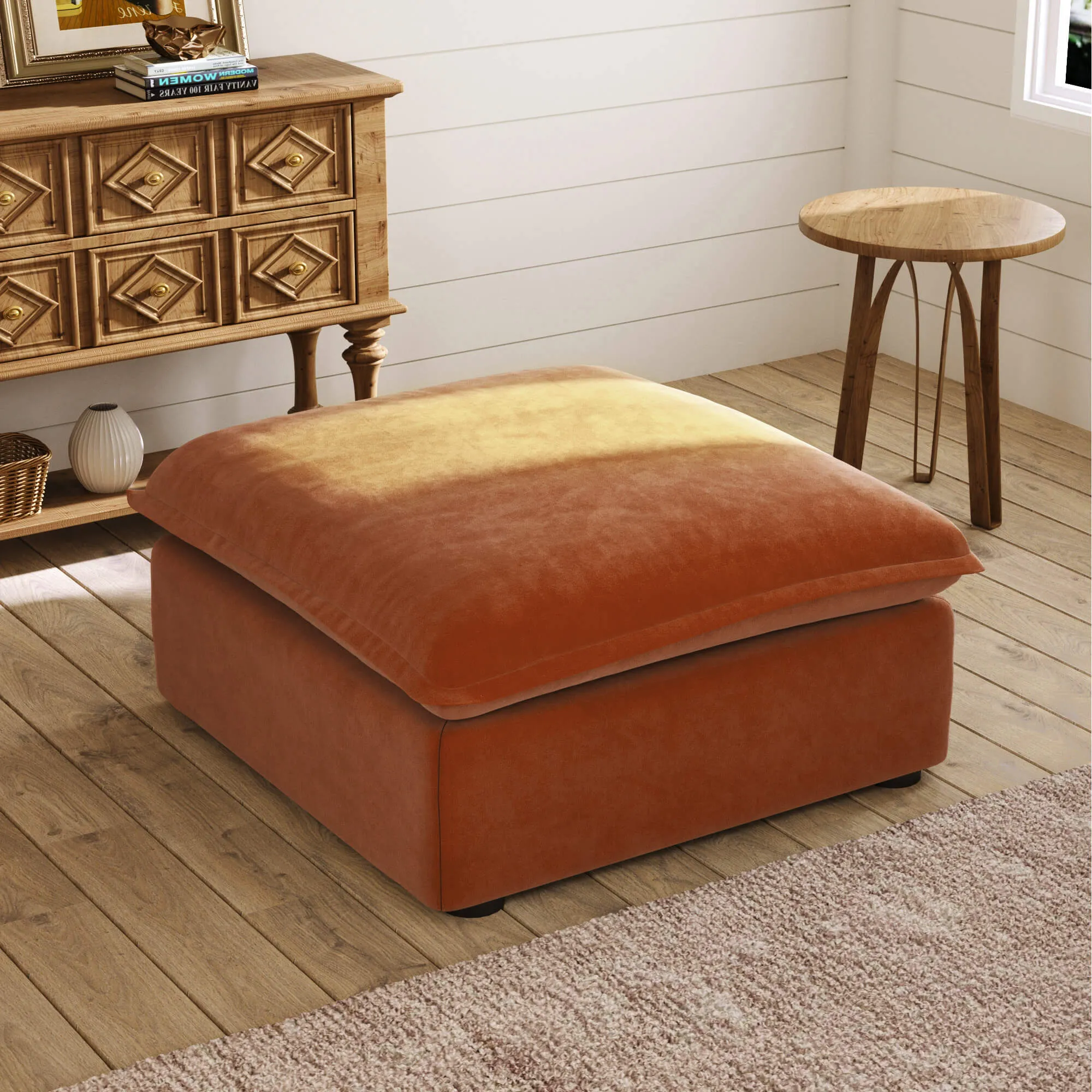 Sky Plus Velvet Cloud Sofa Replaceable Cover 40 Inch Velvet Ottomans 1 Seaters Atunus 11
