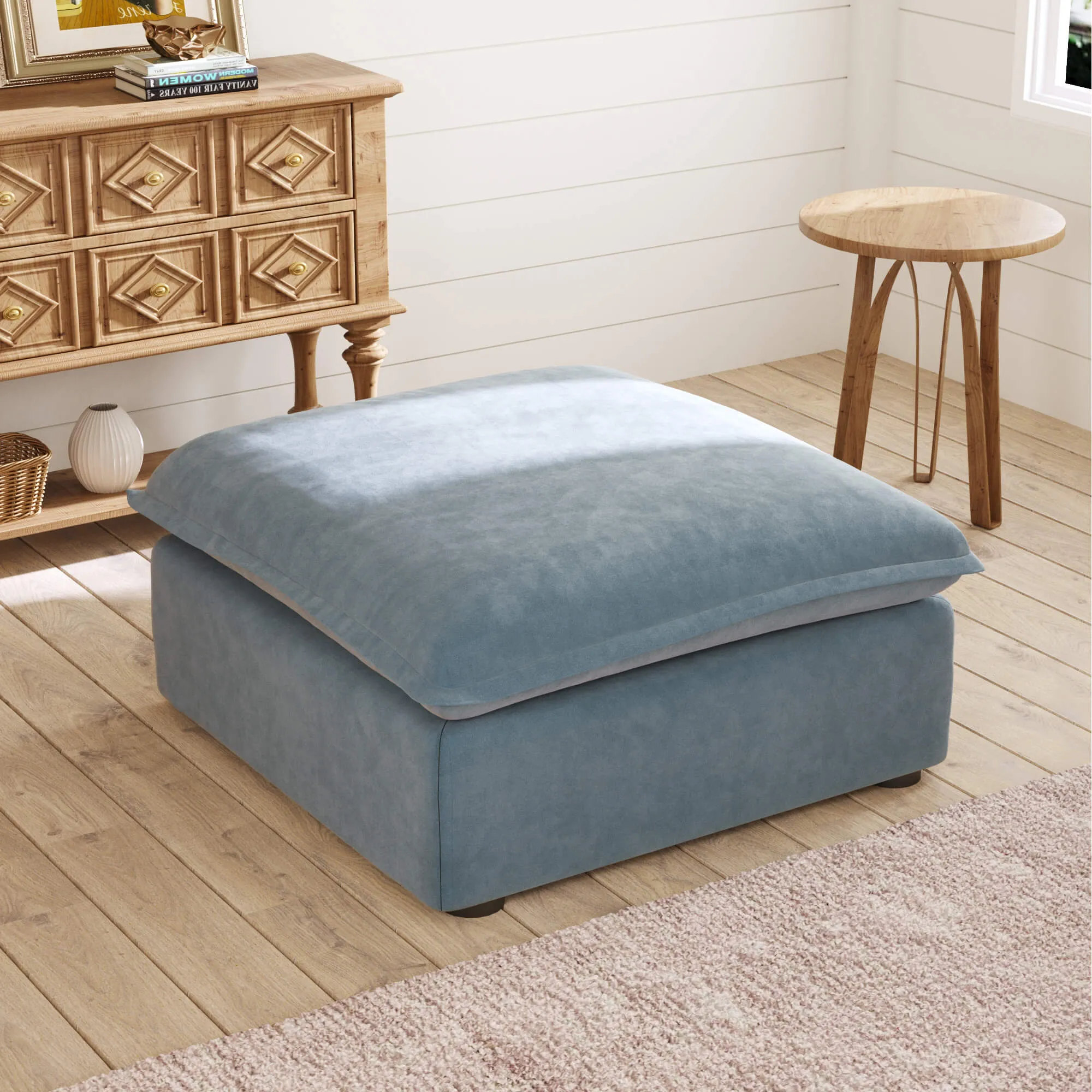Sky Plus Velvet Cloud Sofa Replaceable Cover 40 Inch Velvet Ottomans 1 Seaters Atunus 19