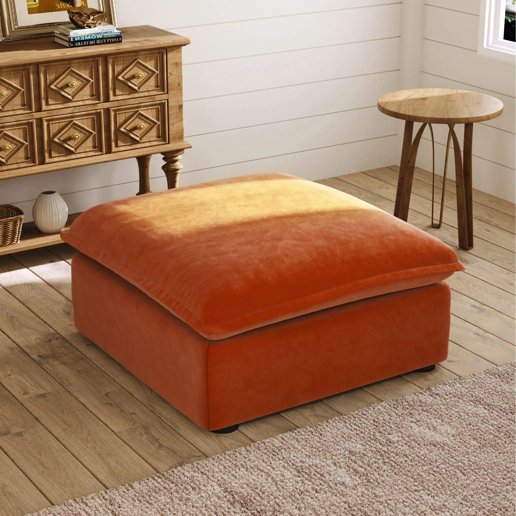 Sky Plus Velvet Cloud Sofa Replaceable Cover 40 Inch Velvet Ottomans 1 Seaters Atunus 2
