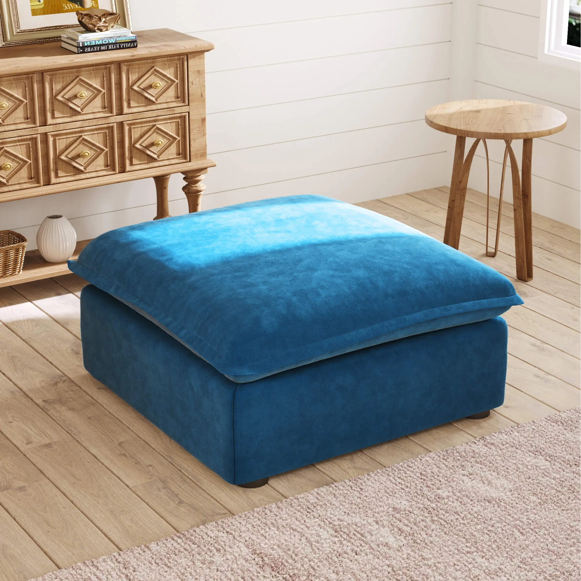 Sky Plus Velvet Cloud Sofa Replaceable Cover 40 Inch Velvet Ottomans 1 Seaters Atunus 3