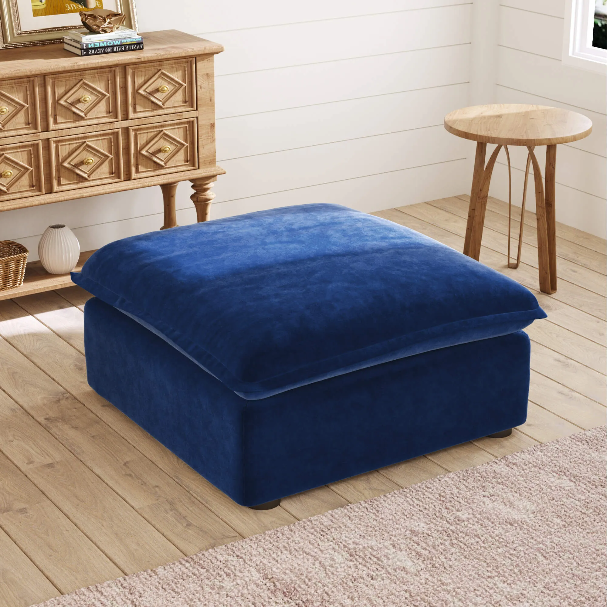 Sky Plus Velvet Cloud Sofa Replaceable Cover 40 Inch Velvet Ottomans 1 Seaters Atunus 4