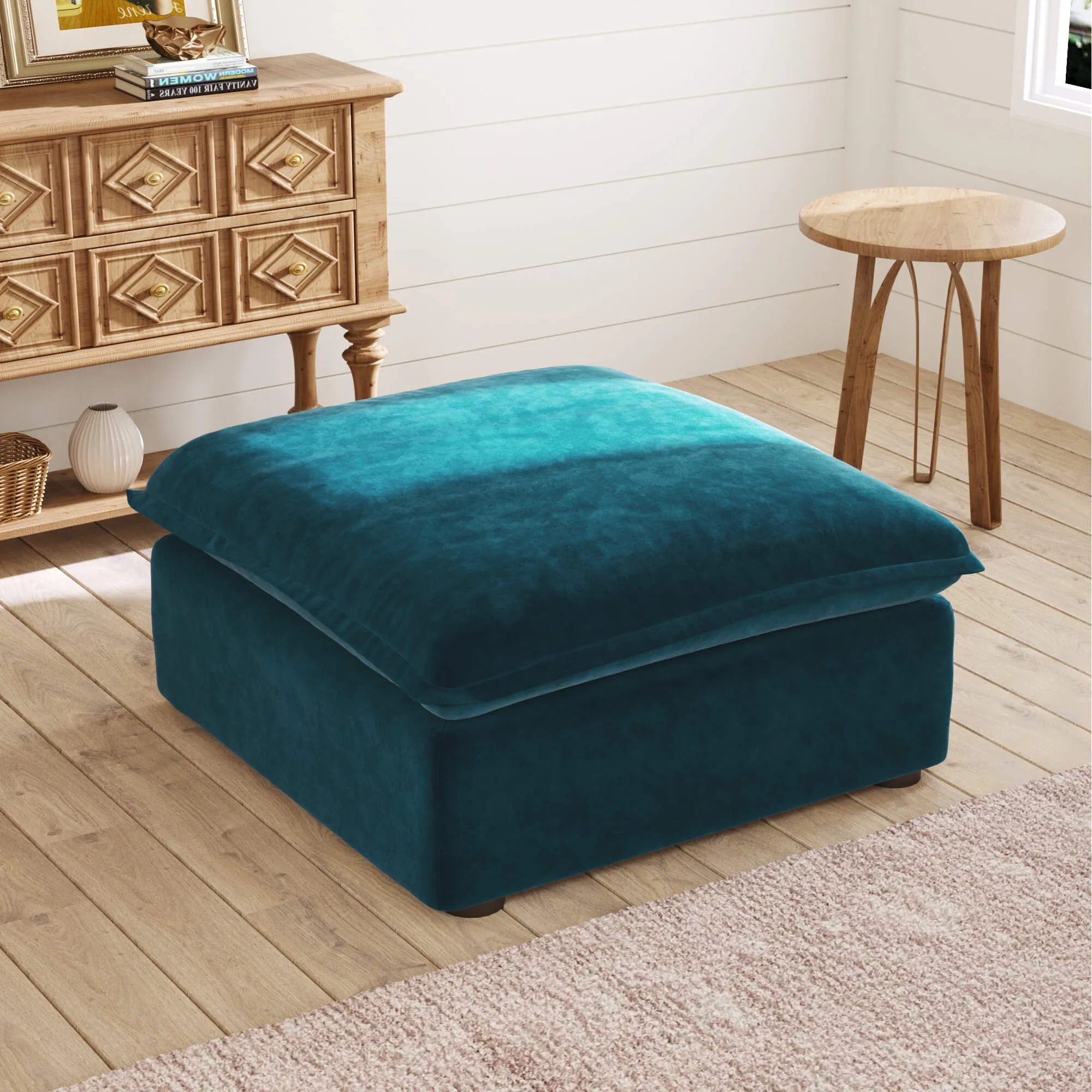Sky Plus Velvet Cloud Sofa Replaceable Cover 40 Inch Velvet Ottomans 1 Seaters Atunus 5
