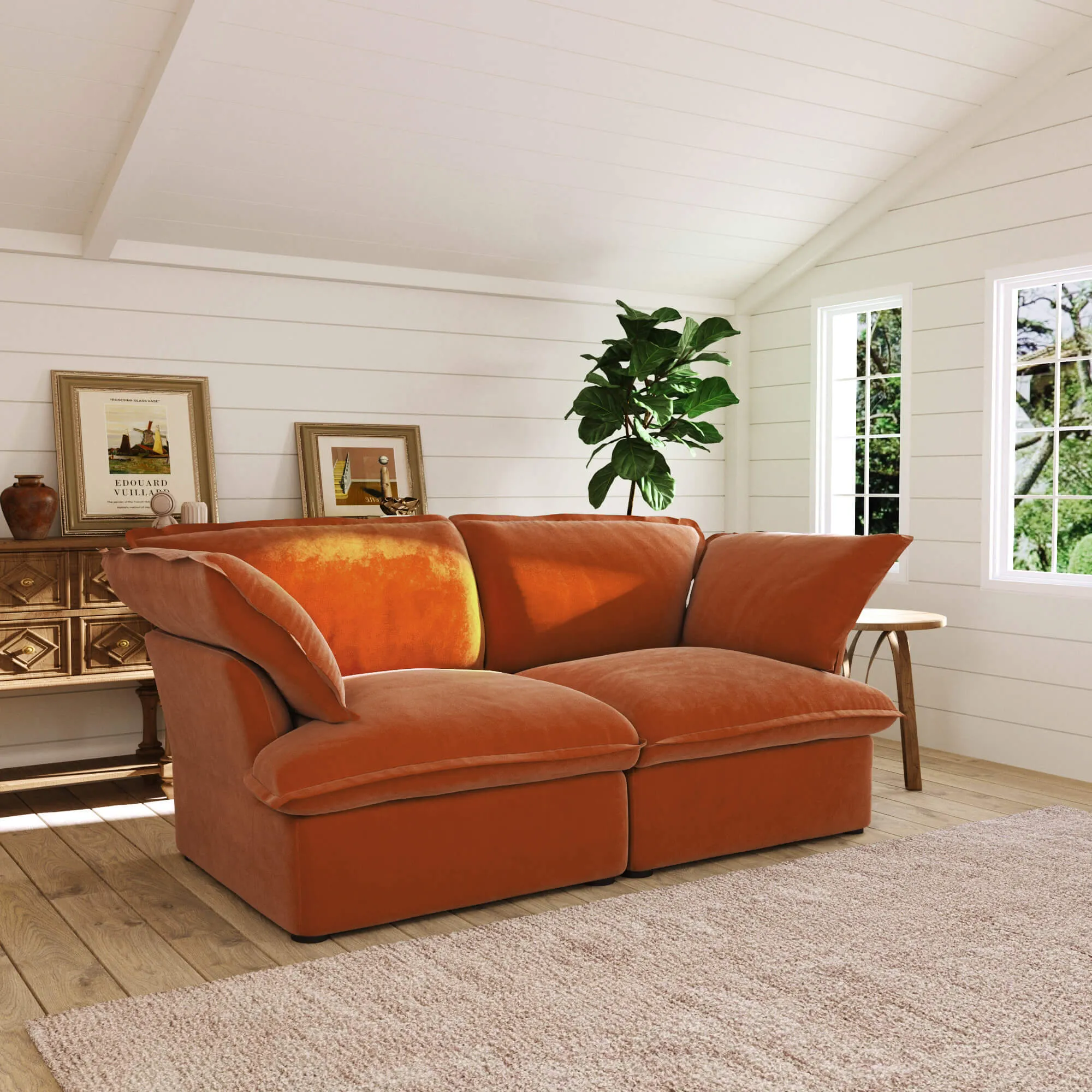 Sky Plus Velvet Cloud Sofa Replaceable Cover 83 Inch Velvet Loveseats 2 Seaters Atunus 11