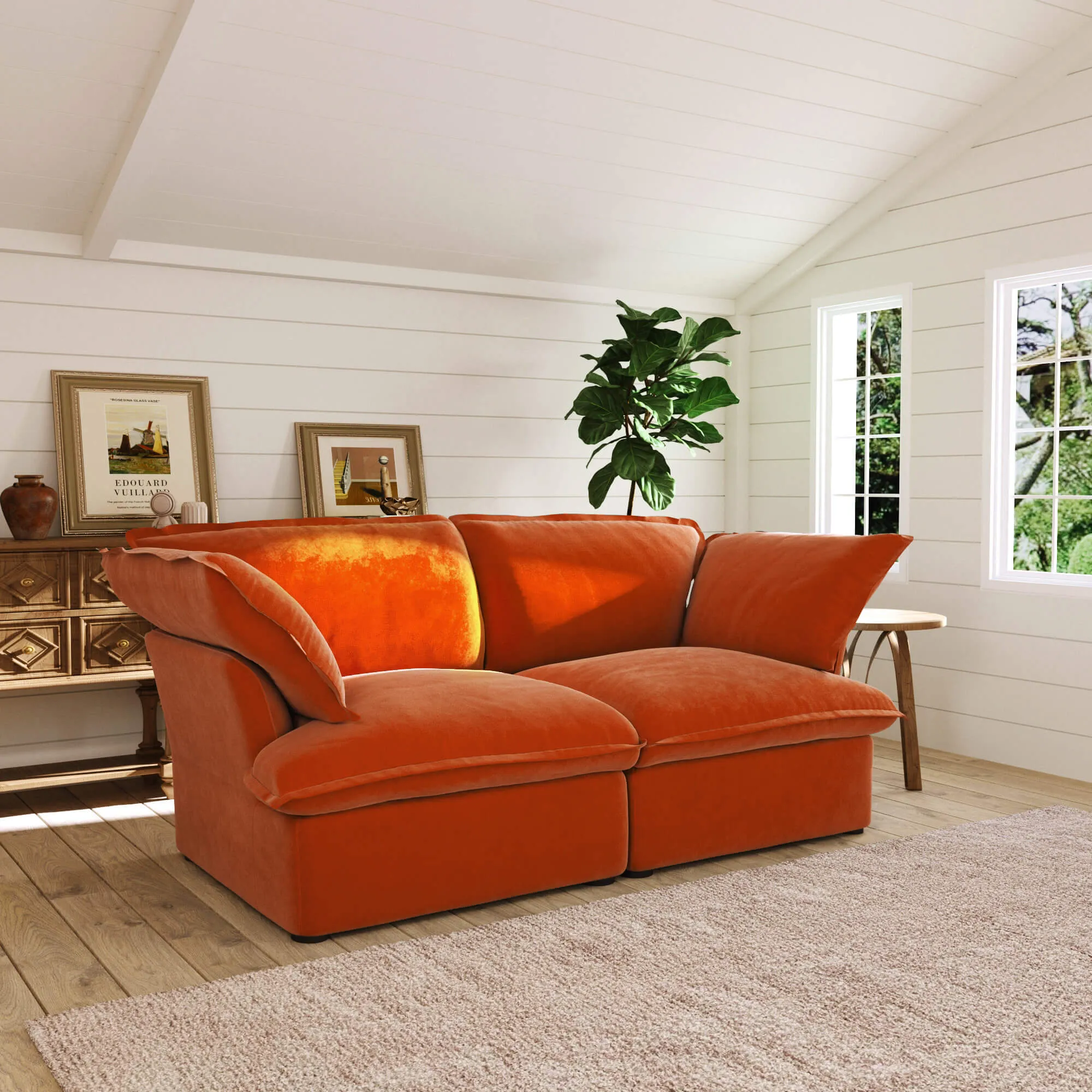 Sky Plus Velvet Cloud Sofa Replaceable Cover 83 Inch Velvet Loveseats 2 Seaters Atunus 13