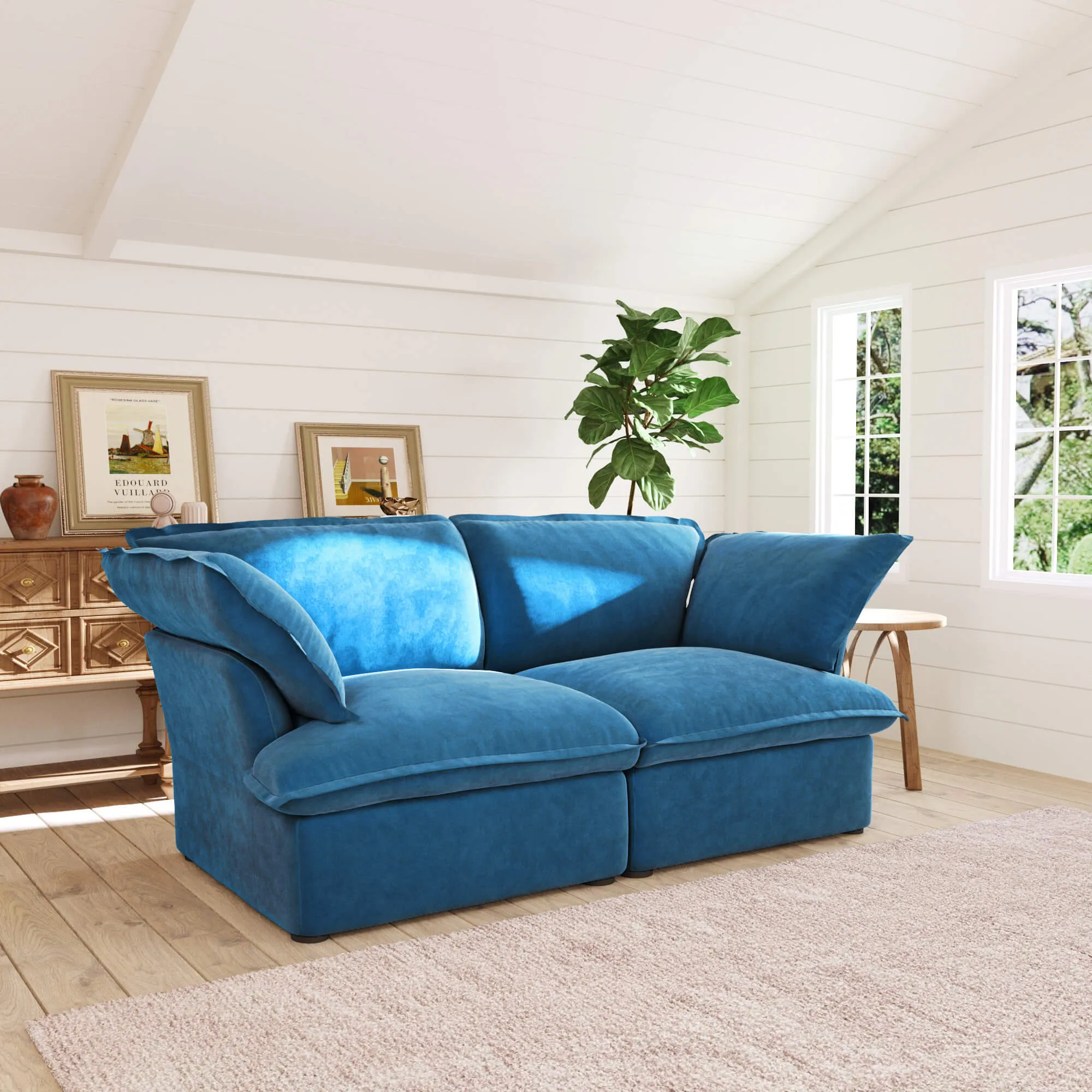 Sky Plus Velvet Cloud Sofa Replaceable Cover 83 Inch Velvet Loveseats 2 Seaters Atunus 15