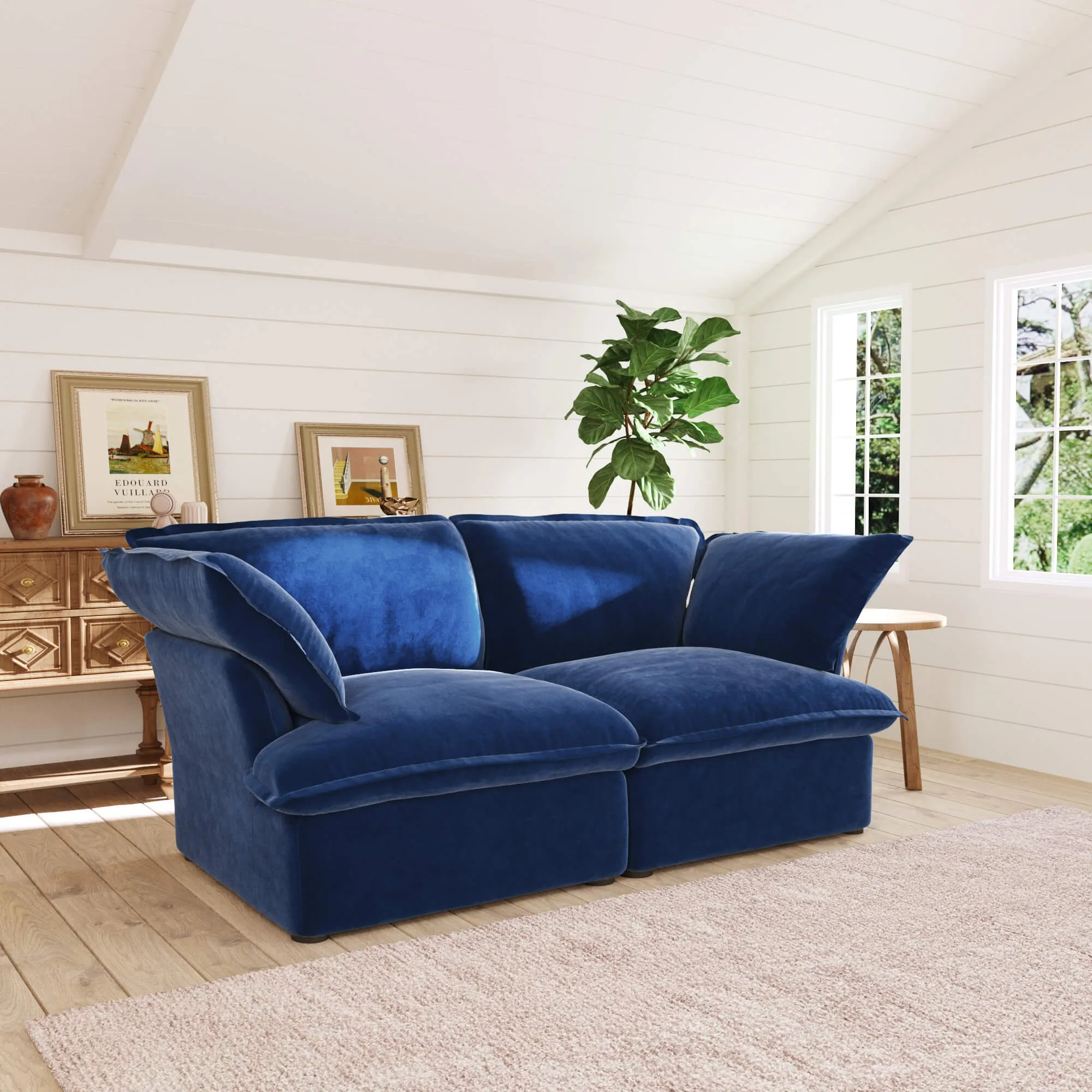 Sky Plus Velvet Cloud Sofa Replaceable Cover 83 Inch Velvet Loveseats 2 Seaters Atunus 17
