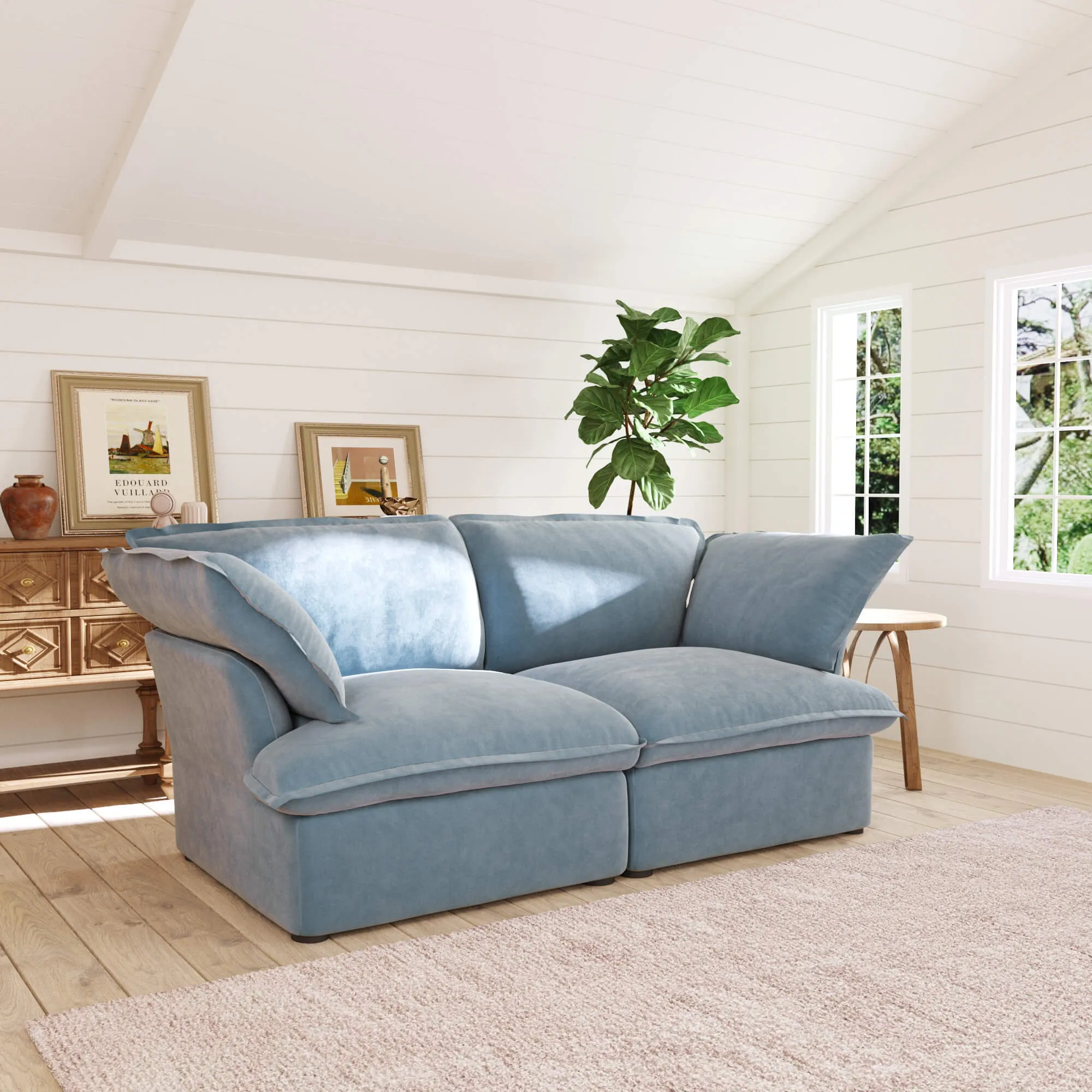 Sky Plus Velvet Cloud Sofa Replaceable Cover 83 Inch Velvet Loveseats 2 Seaters Atunus 19