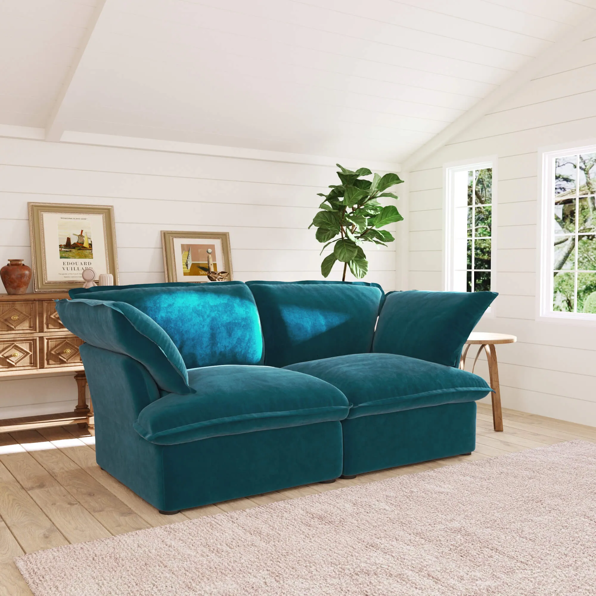 Sky Plus Velvet Cloud Sofa Replaceable Cover 83 Inch Velvet Loveseats 2 Seaters Atunus 9