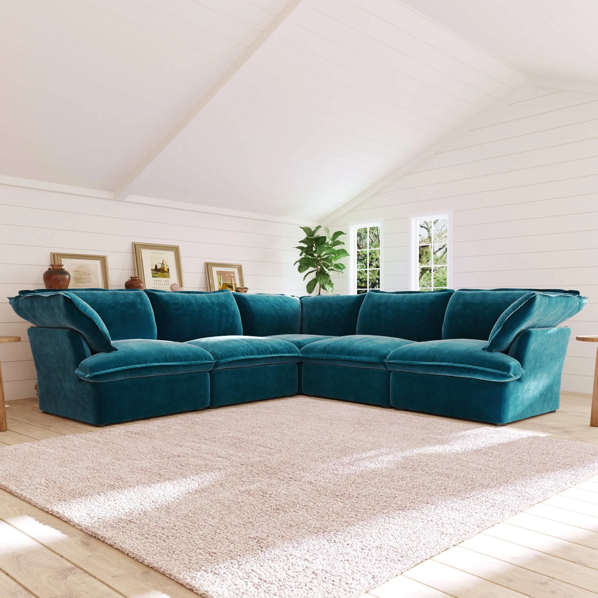 Sky Plus Velvet Cloud Sofa Washable Cover 122 Inch Velvet Corner Sectionals 5 Seaters Atunus 16