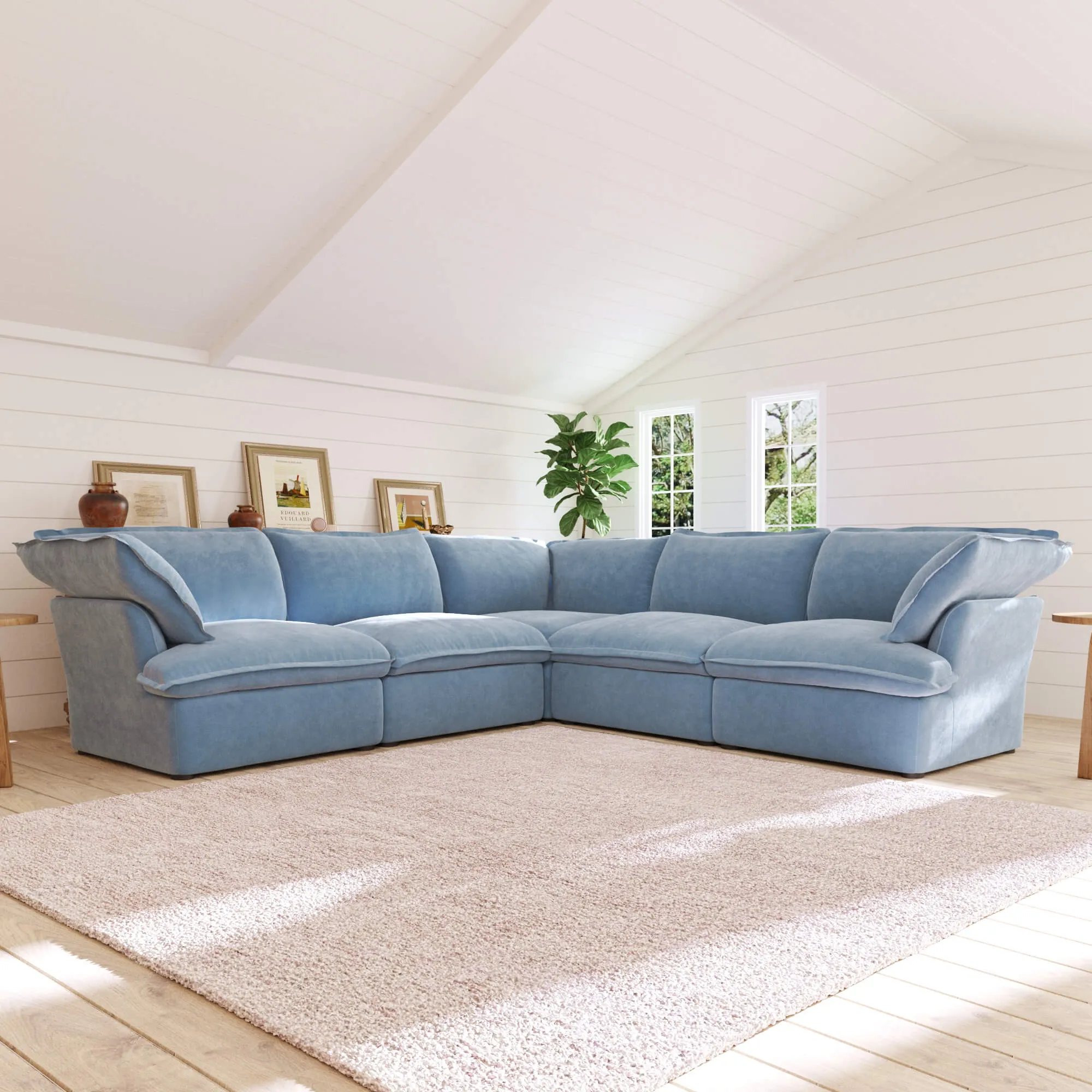 Sky Plus Velvet Cloud Sofa Washable Cover 122 Inch Velvet Corner Sectionals 5 Seaters Atunus 18