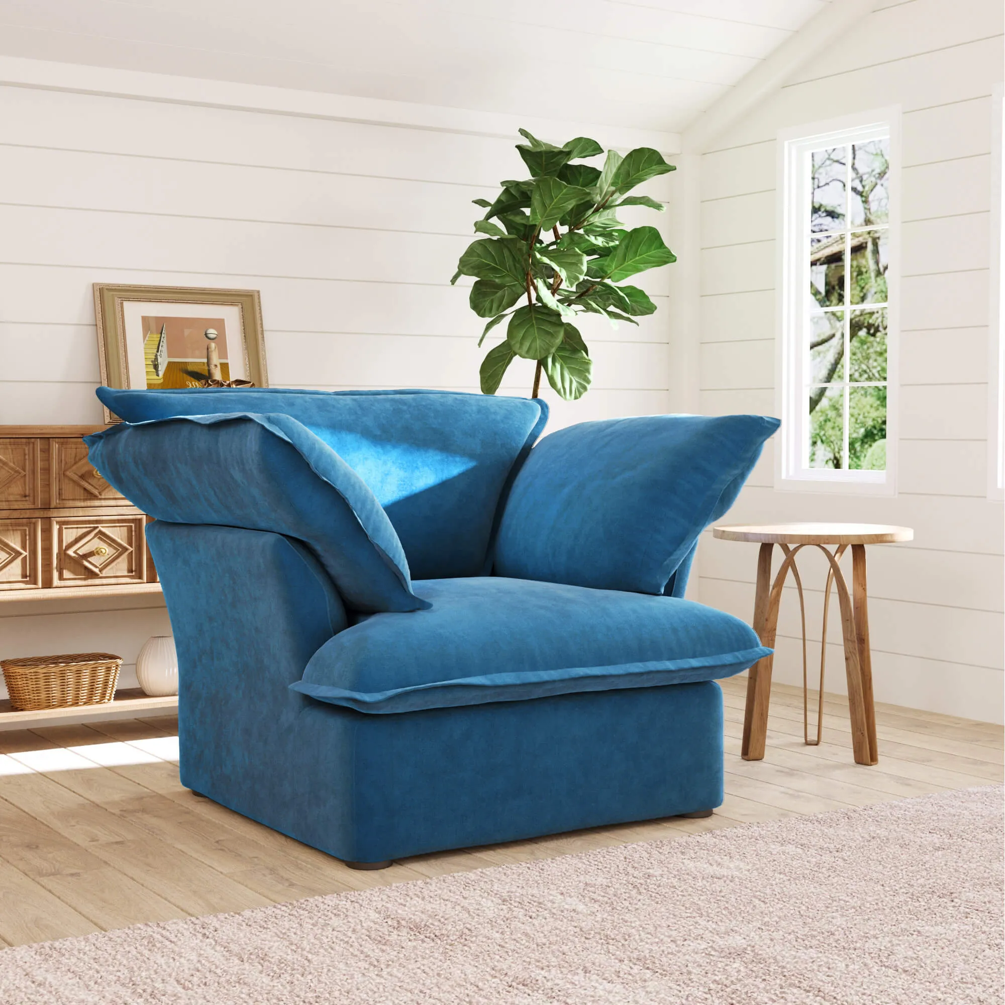 Sky Plus Velvet Cloud Sofa Washable Cover 43 Inch Velvet Single Sofa 1 Seaters Atunus 15