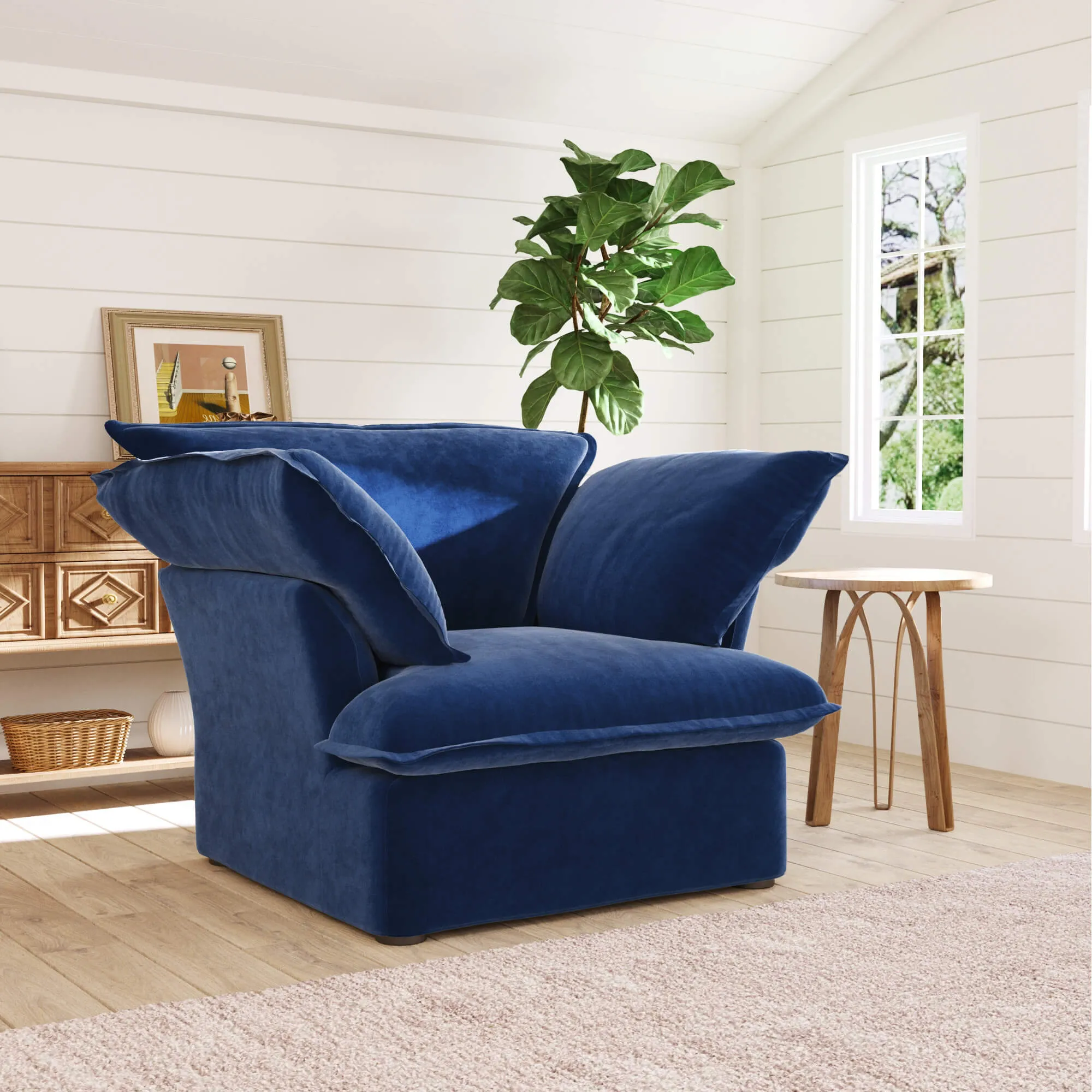 Sky Plus Velvet Cloud Sofa Washable Cover 43 Inch Velvet Single Sofa 1 Seaters Atunus 17
