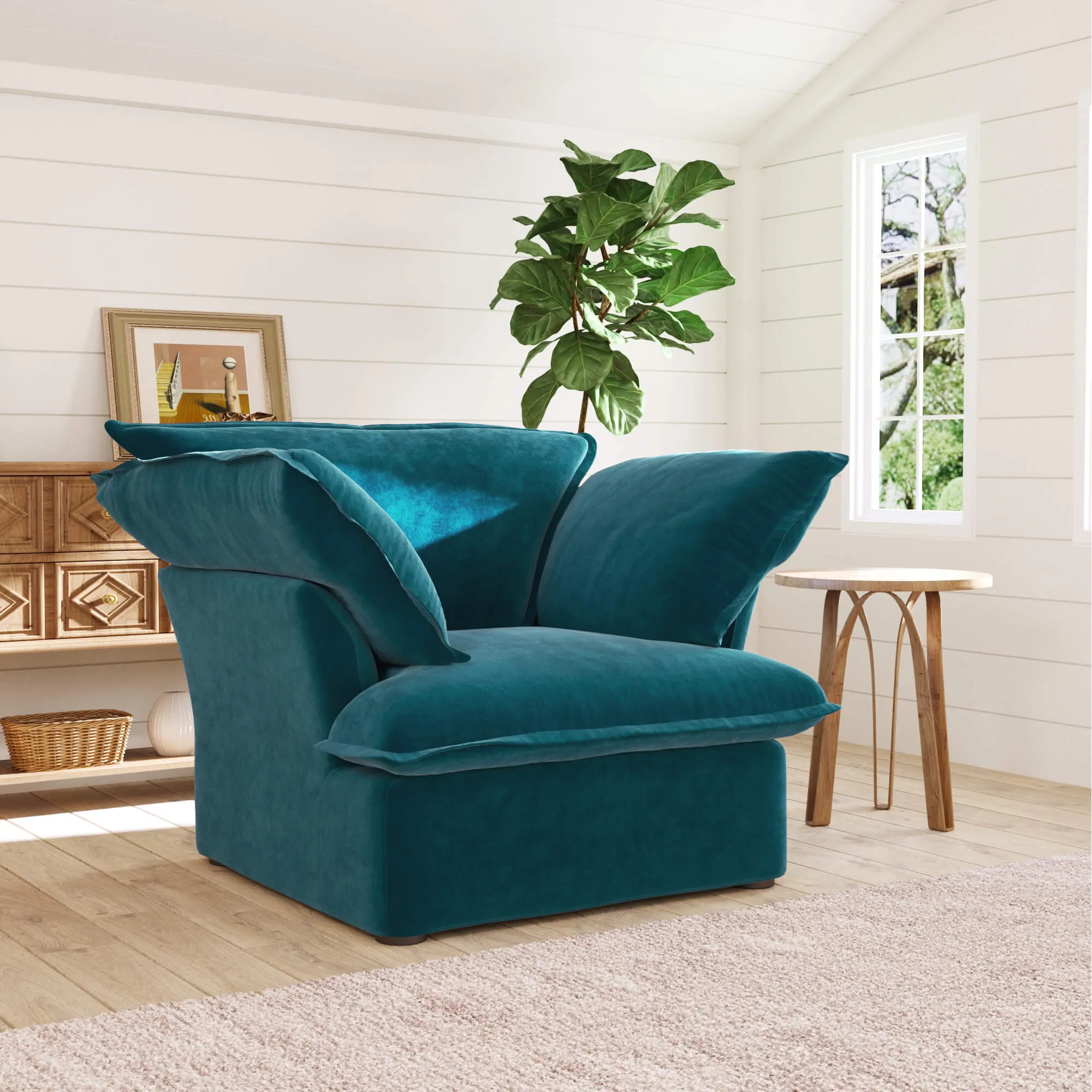 Sky Plus Velvet Cloud Sofa Washable Cover 43 Inch Velvet Single Sofa 1 Seaters Atunus 19
