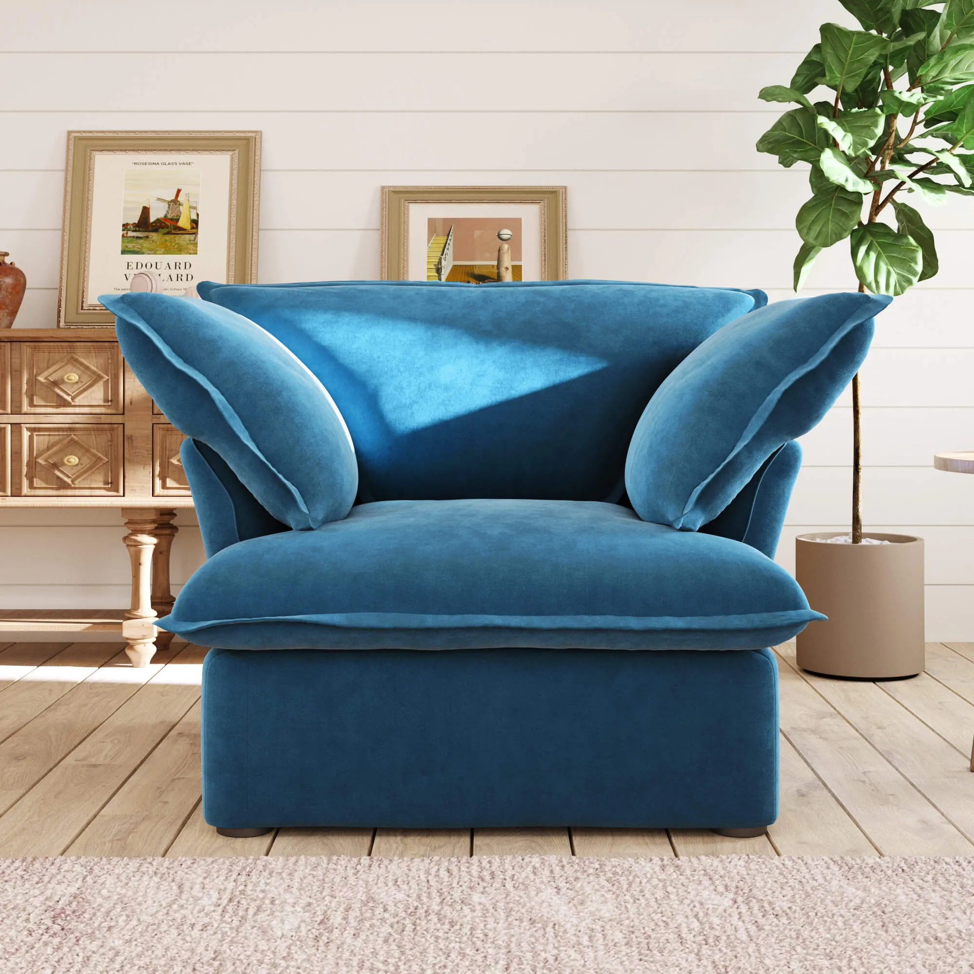 Sky Plus Velvet Cloud Sofa Washable Cover 43 Inch Velvet Single Sofa 1 Seaters Atunus 3