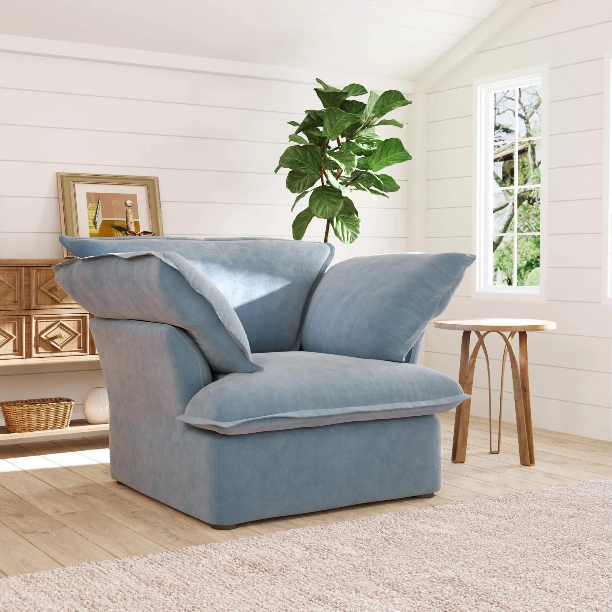 Sky Plus Velvet Cloud Sofa Washable Cover 43 Inch Velvet Single Sofa 1 Seaters Atunus 9