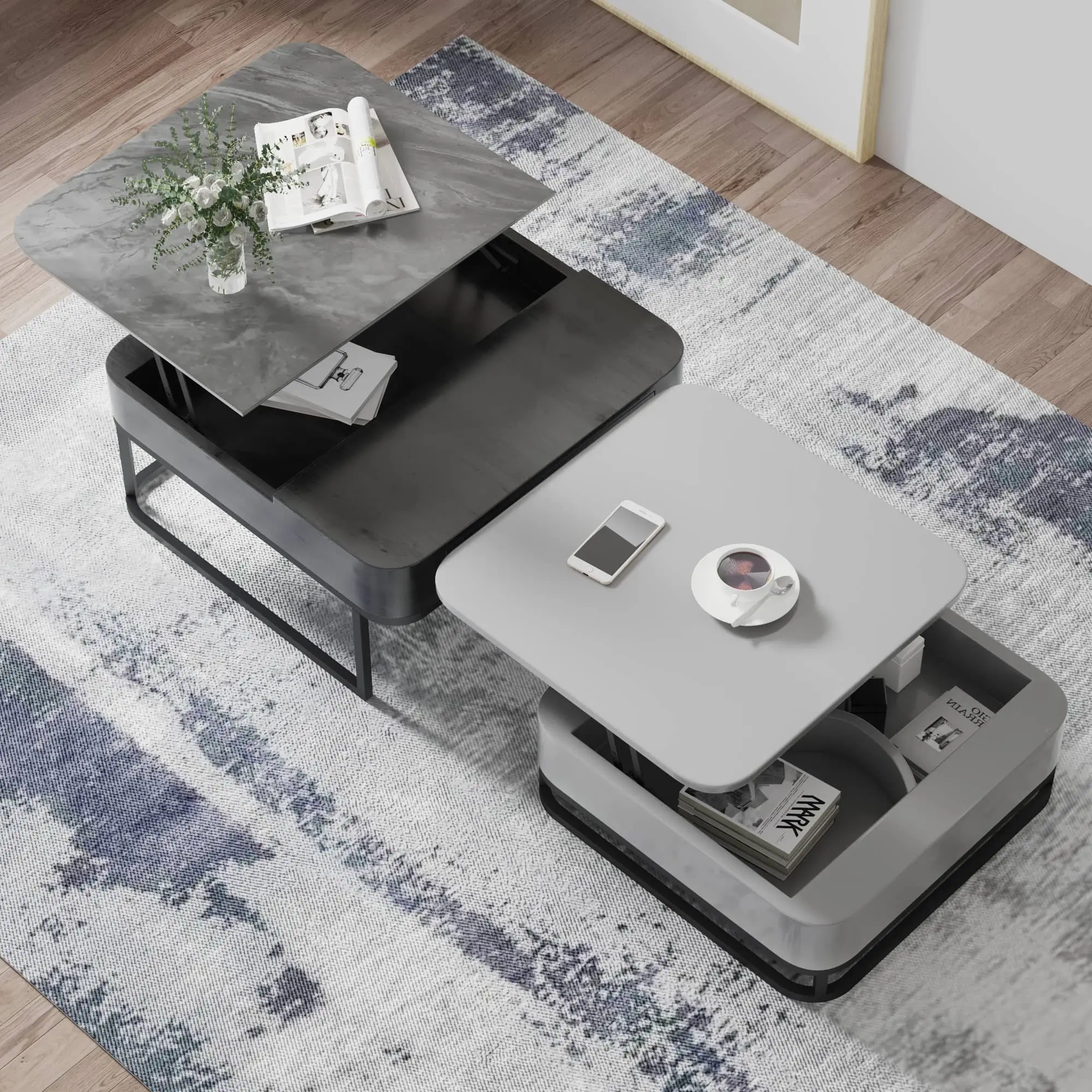 Square Dual Lift Top Coffee Table With Storage 2