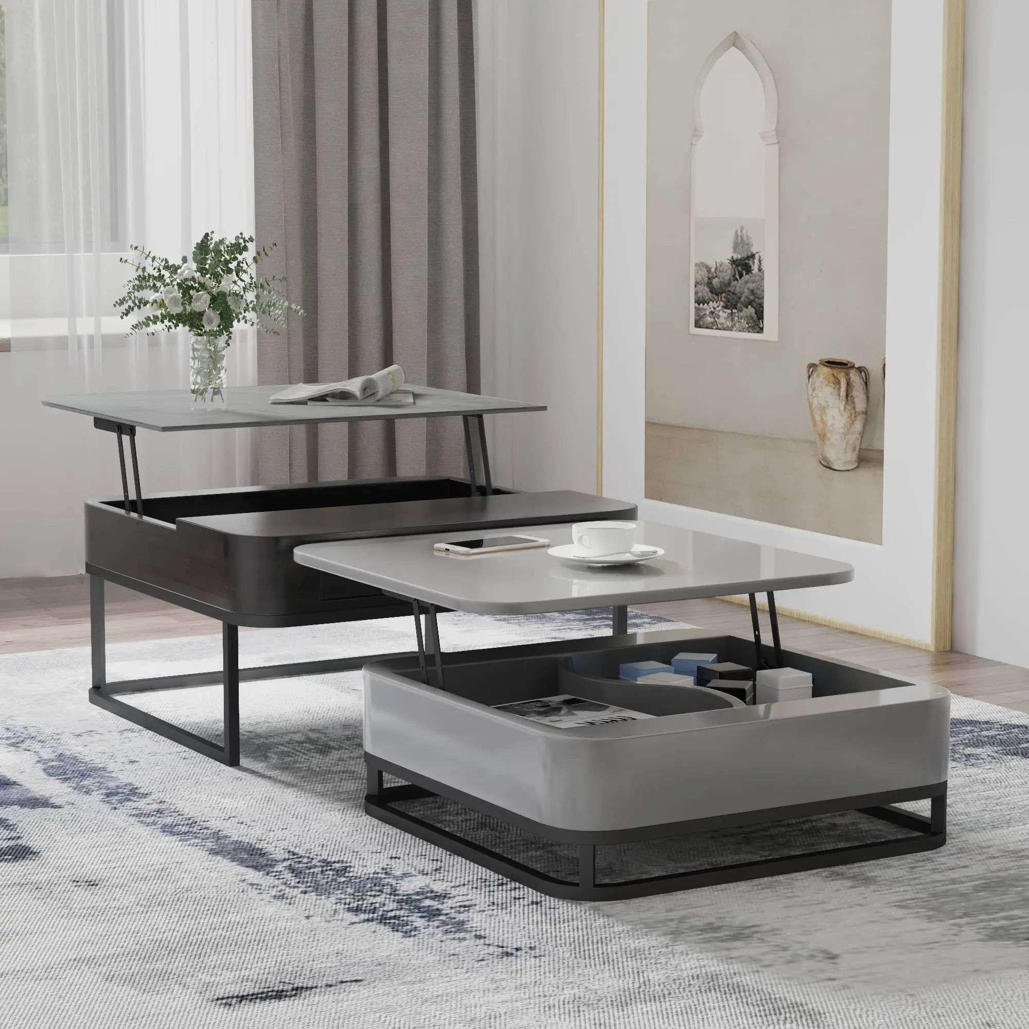 Square Dual Lift Top Coffee Table With Storage 3