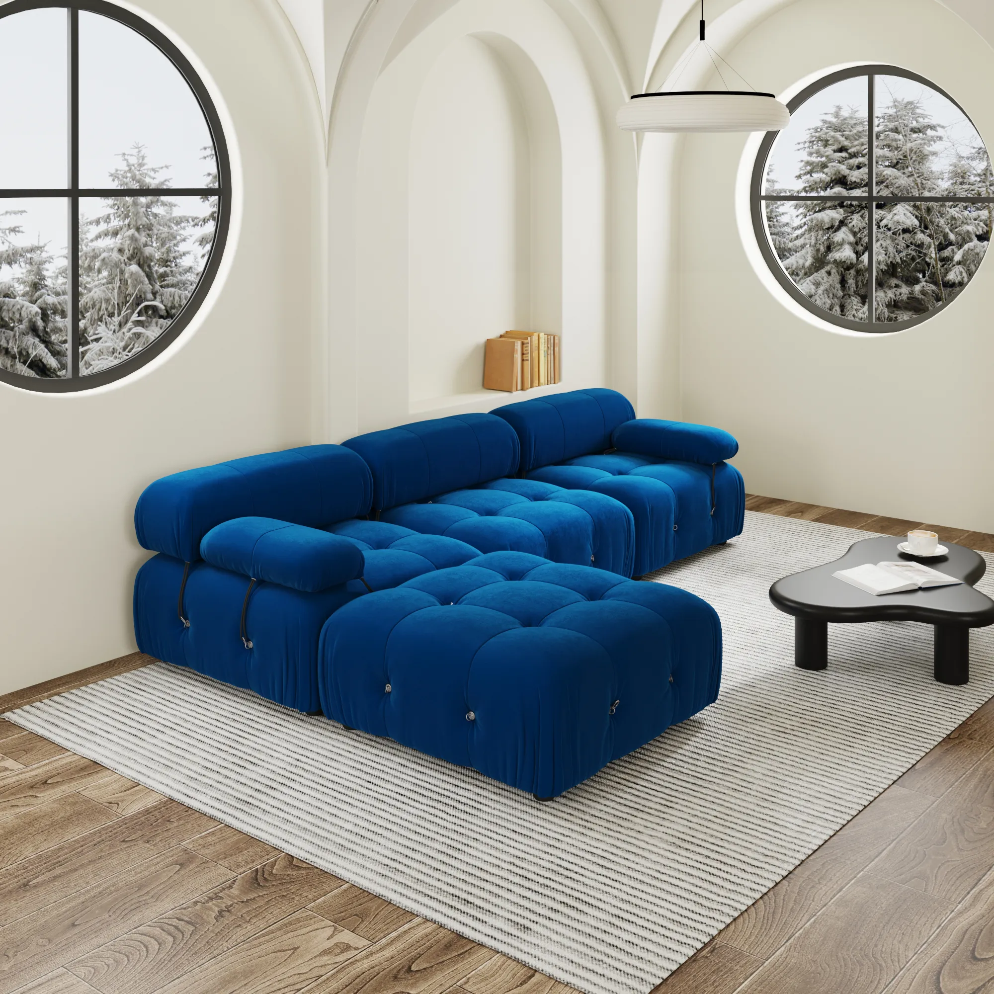 Urban Classic Modular Sofa Comfort Modular 104 Inch Velvet L Shaped Sectionals 4 Seaters Atunus 11
