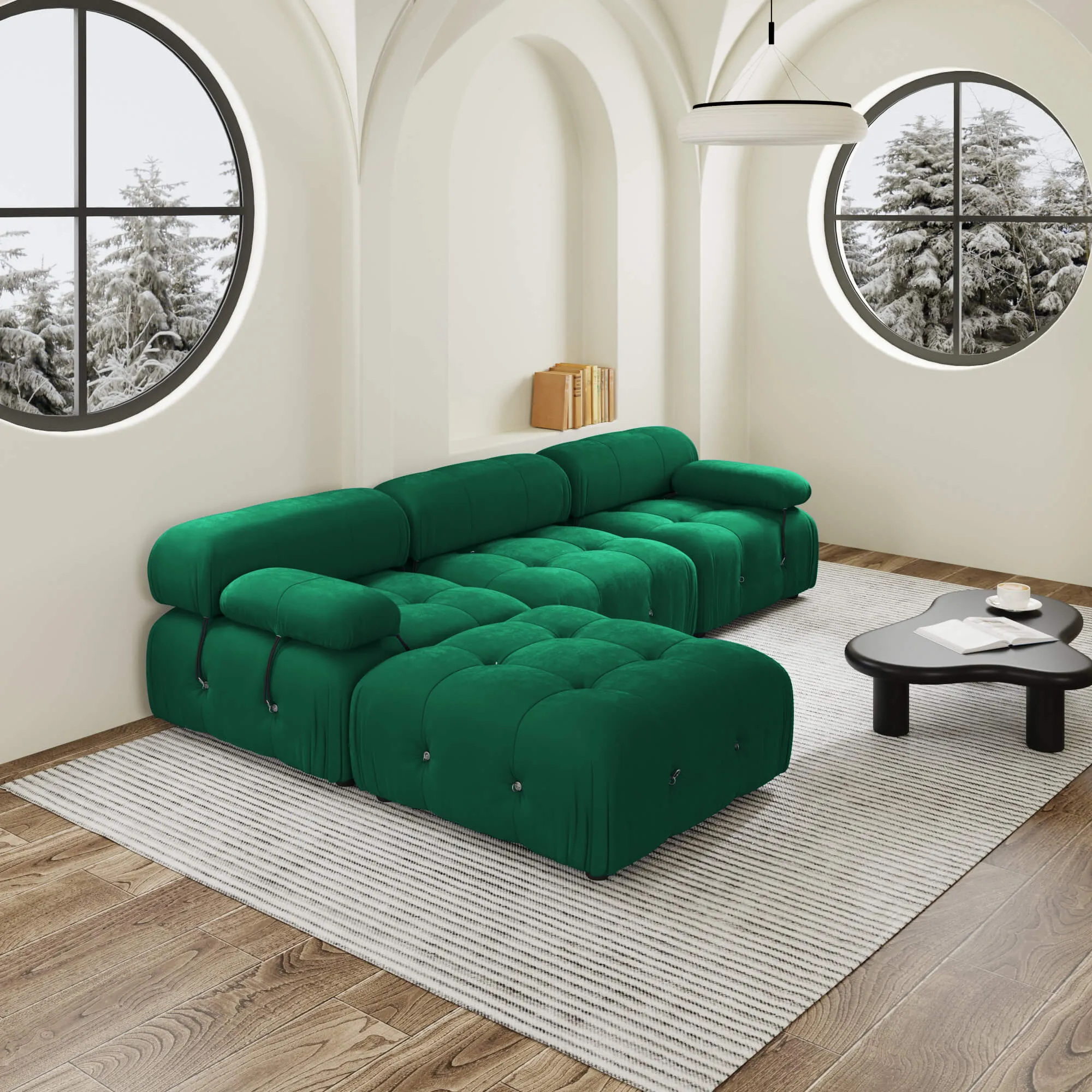 Urban Classic Modular Sofa Comfort Modular 104 Inch Velvet L Shaped Sectionals 4 Seaters Atunus 13