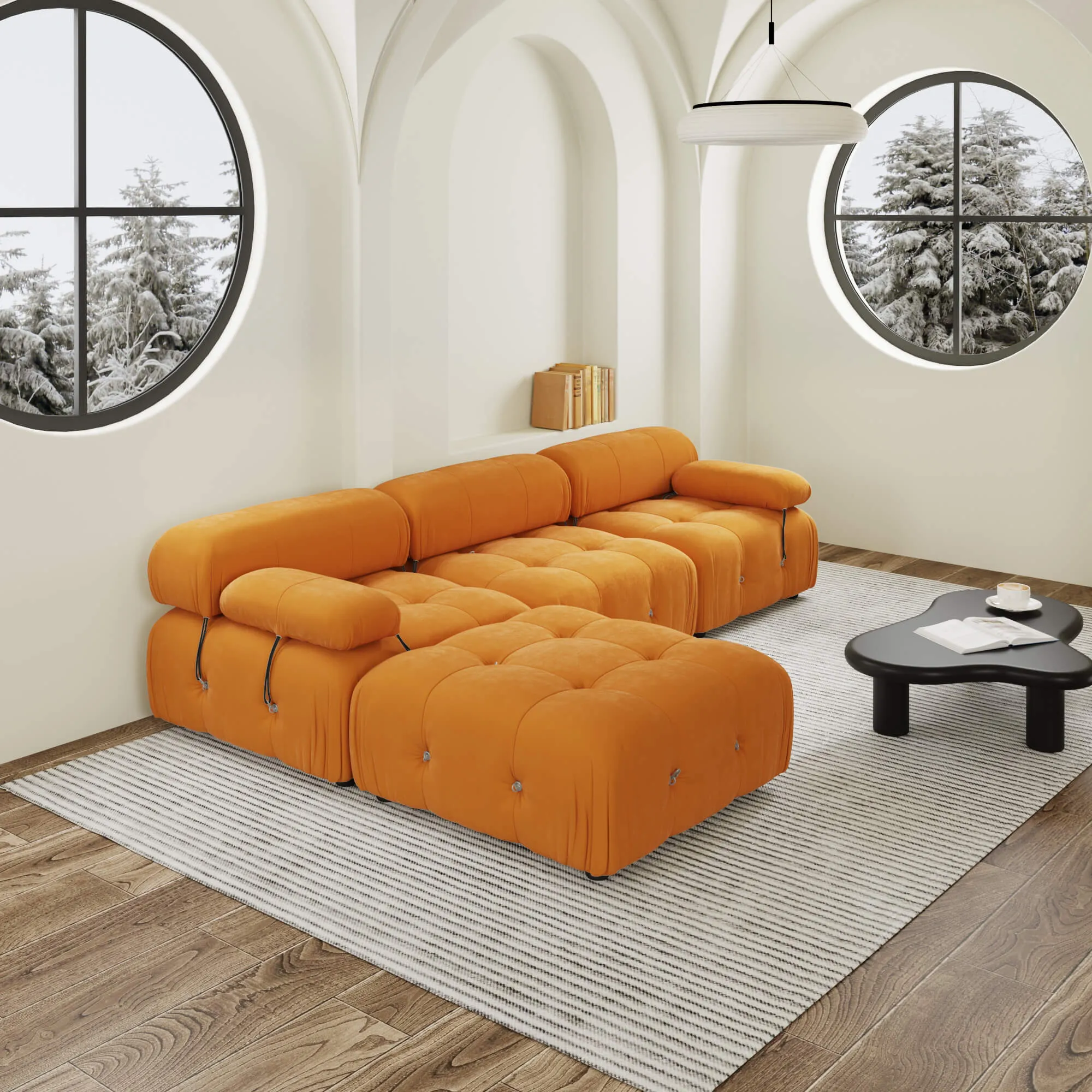 Urban Classic Modular Sofa Comfort Modular 104 Inch Velvet L Shaped Sectionals 4 Seaters Atunus 15