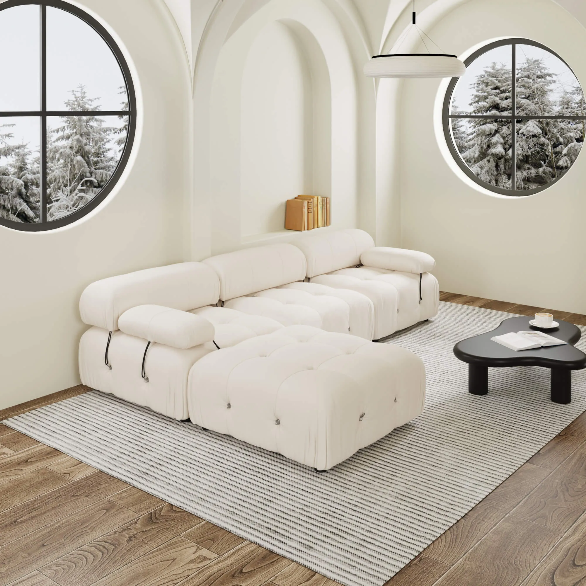 Urban Classic Modular Sofa Comfort Modular 104 Inch Velvet L Shaped Sectionals 4 Seaters Atunus 16