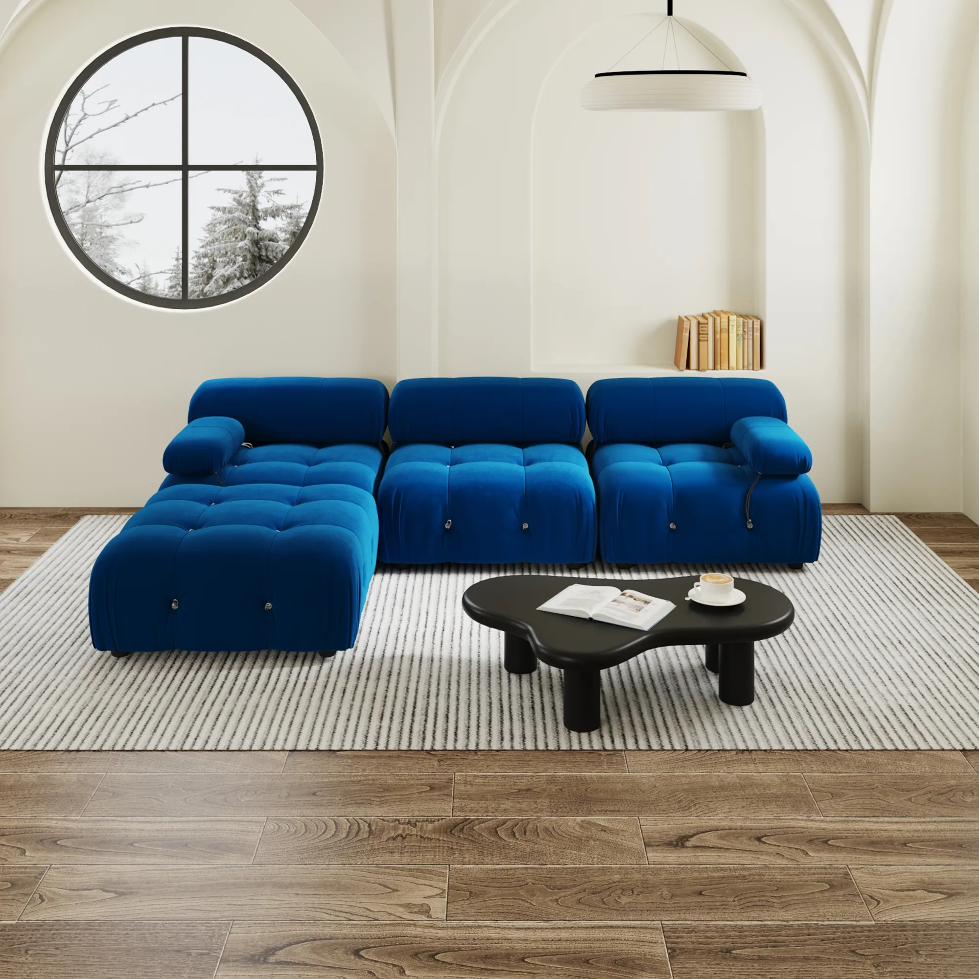 Urban Classic Modular Sofa Comfort Modular 104 Inch Velvet L Shaped Sectionals 4 Seaters Atunus 9