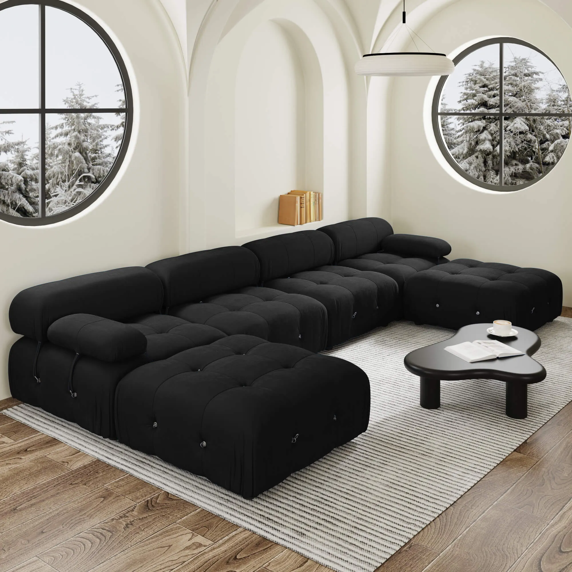 Urban Classic Modular Sofa Cozy Comfort Velvet U Shaped Sectionals 6 Seaters Atunus 10