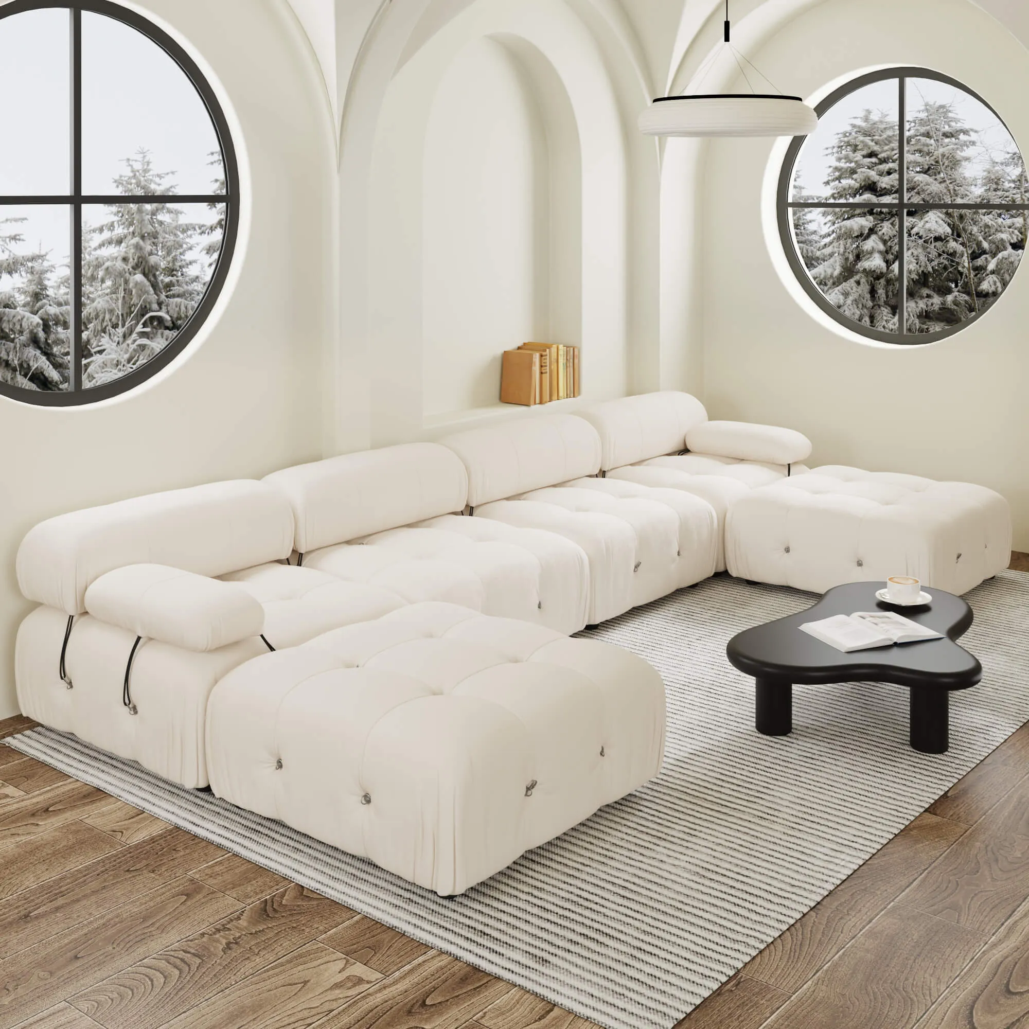 Urban Classic Modular Sofa Cozy Comfort Velvet U Shaped Sectionals 6 Seaters Atunus 11